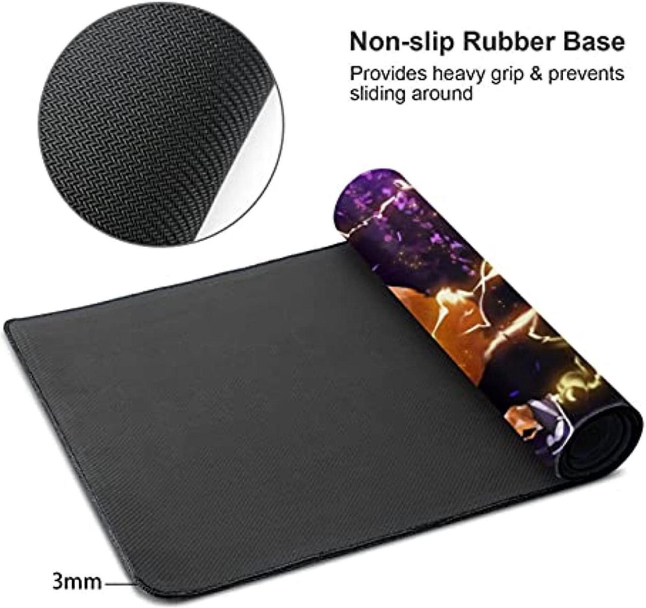 Alt view image 4 of 7 - Large Mouse Pad, Extended Gaming Mousepad Non-Slip Base Keyboard Pad,Desk Mat 24" X 14" In, Anime Mouse Pad (Japanese Anime Demon Slayer Agatsuma Zenitsu)