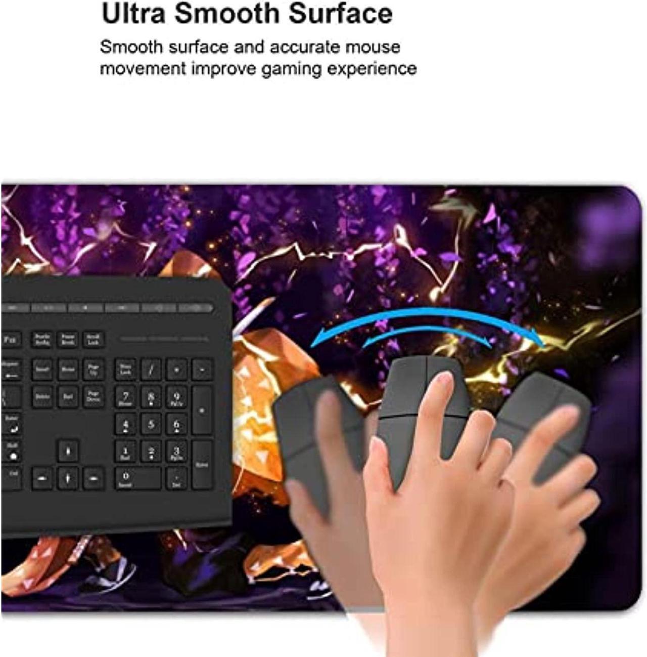 Alt view image 6 of 7 - Large Mouse Pad, Extended Gaming Mousepad Non-Slip Base Keyboard Pad,Desk Mat 24" X 14" In, Anime Mouse Pad (Japanese Anime Demon Slayer Agatsuma Zenitsu)