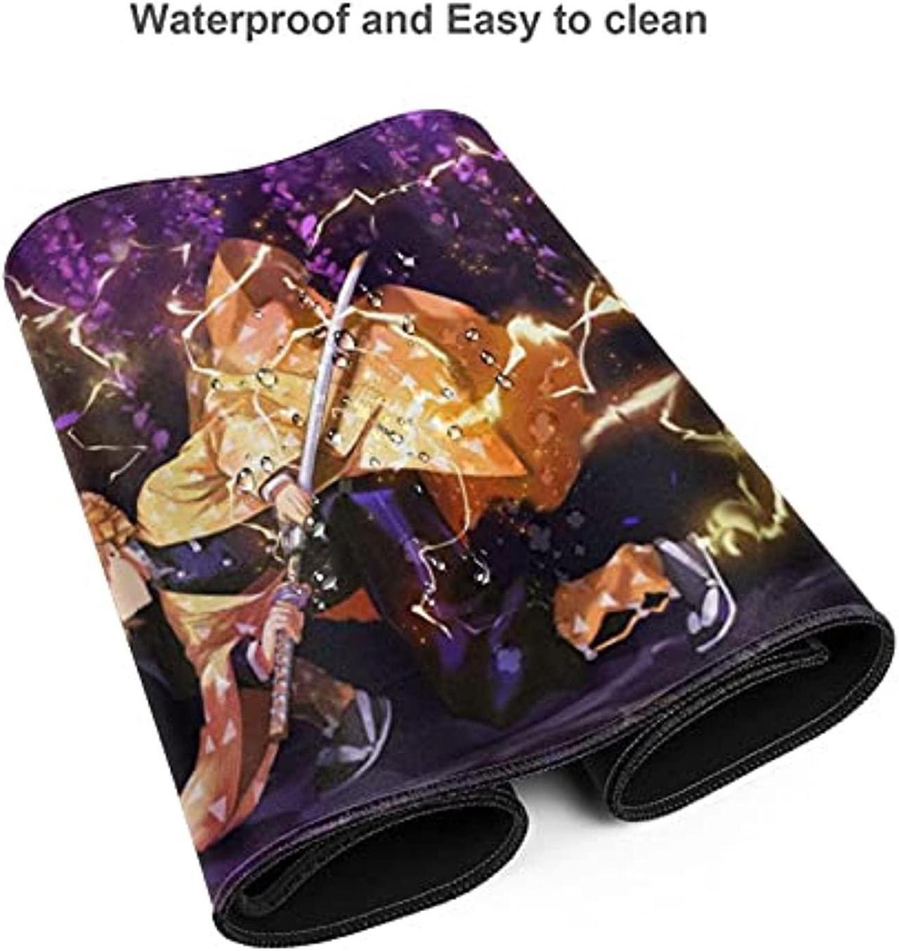 Alt view image 5 of 7 - Large Mouse Pad, Extended Gaming Mousepad Non-Slip Base Keyboard Pad,Desk Mat 24" X 14" In, Anime Mouse Pad (Japanese Anime Demon Slayer Agatsuma Zenitsu)