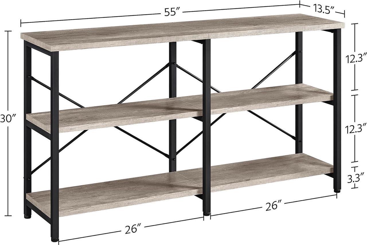 Alt view image 3 of 7 - Yaheetech TV Stand for TV up to 65 Inch, 55 Inch Media Console Table with 3-Tier Storage Shelves for Living Room, Entertainment Center with Metal Frame, Gray