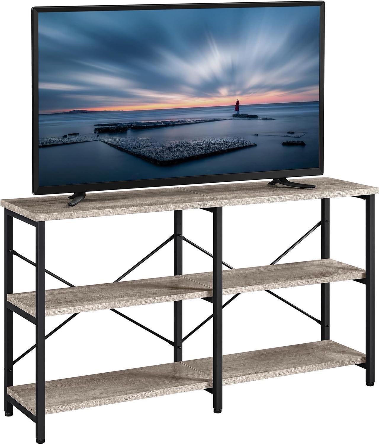 Main image of Yaheetech TV Stand for TV up to 65 Inch, 55 Inch Media Console Table with 3-Tier Storage Shelves for Living Room, Entertainment Center with Metal Frame, Gray