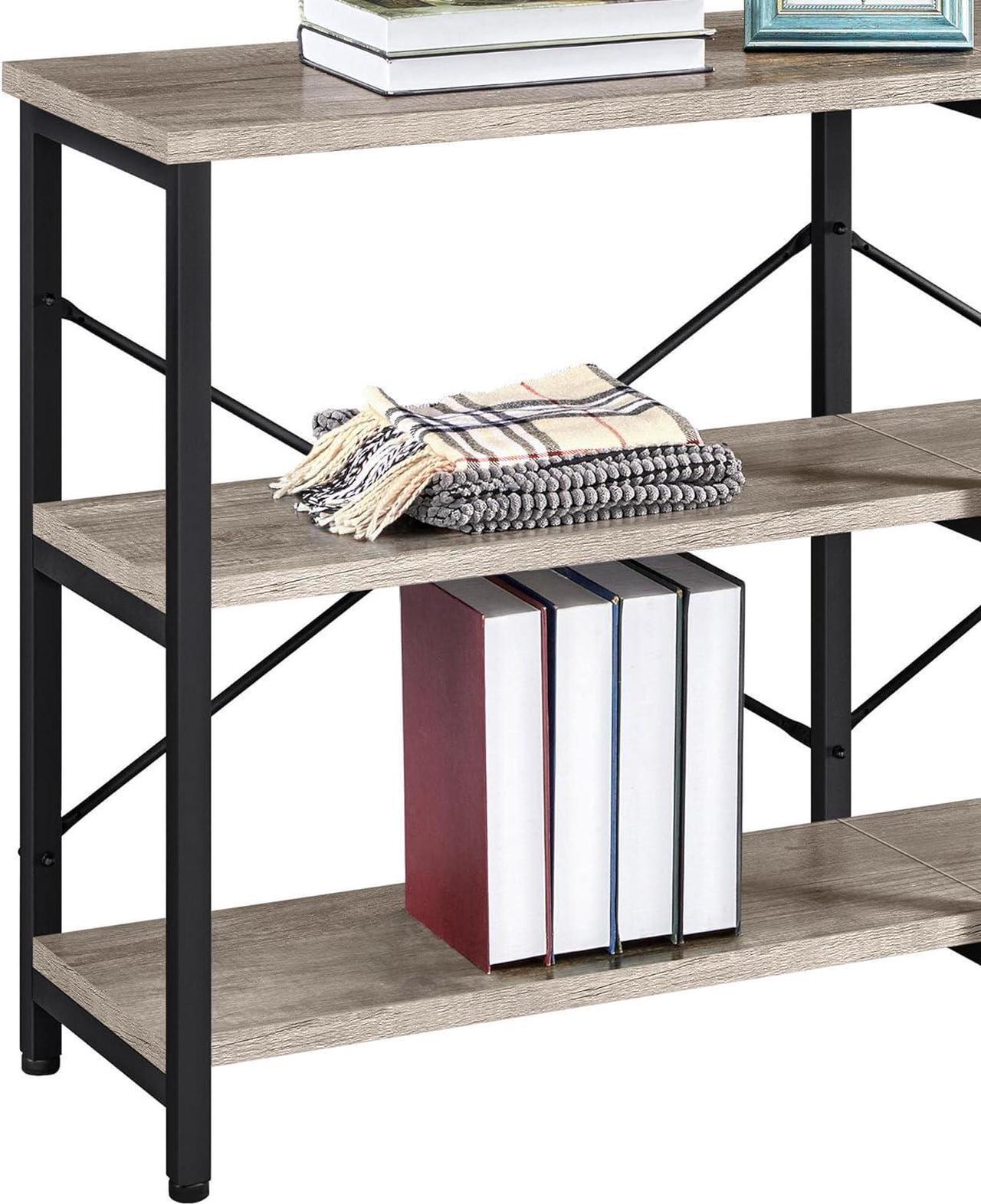 Alt view image 6 of 7 - Yaheetech TV Stand for TV up to 65 Inch, 55 Inch Media Console Table with 3-Tier Storage Shelves for Living Room, Entertainment Center with Metal Frame, Gray