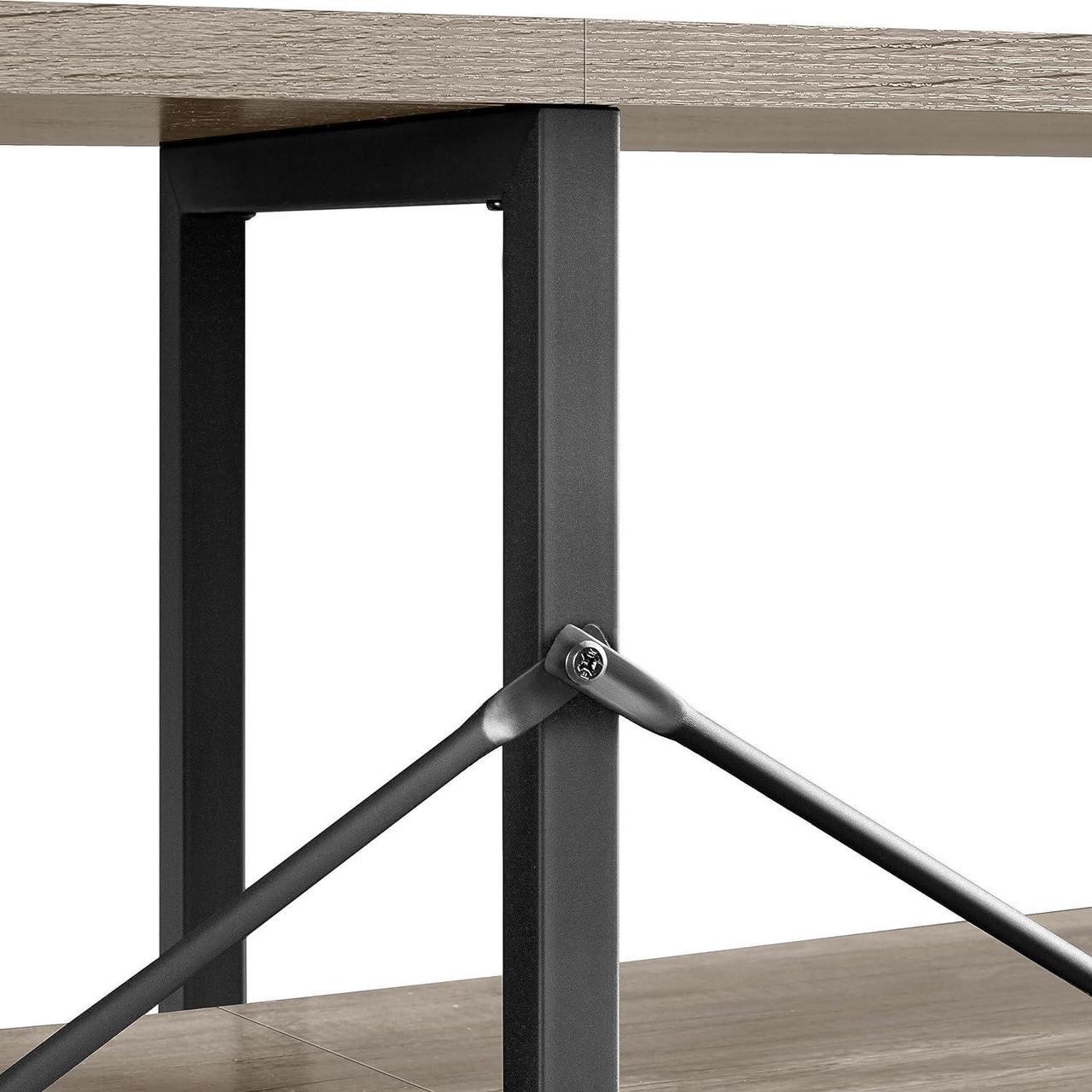 Alt view image 7 of 7 - Yaheetech TV Stand for TV up to 65 Inch, 55 Inch Media Console Table with 3-Tier Storage Shelves for Living Room, Entertainment Center with Metal Frame, Gray