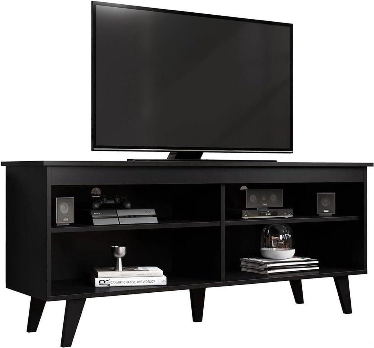 Madesa TV Stand Cabinet with 4 Shelves and Cable Management, TV Table Unit for TVs up to 55 Inches, Wooden, 23'' H x 15'' D x 53'' L  Black