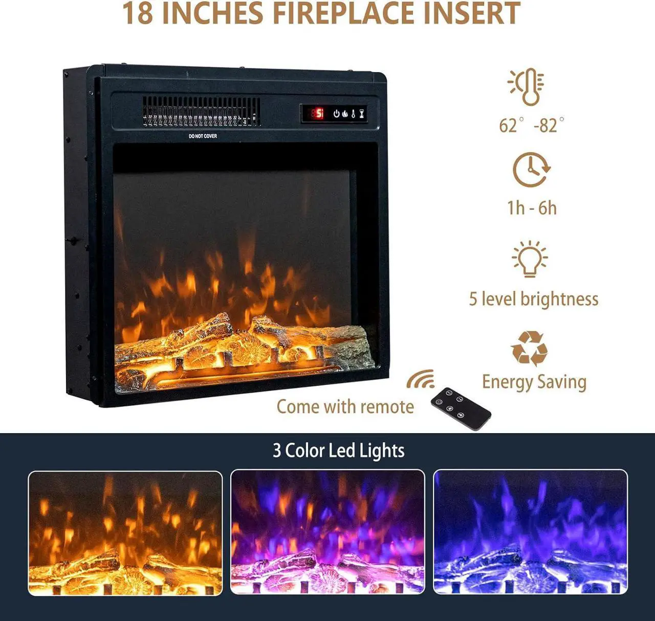 Alt view image 3 of 7 - VINGLI TV Stand for 55 inch TV, White TV Stand with Fireplace Entertainment Center, Mirror Doors