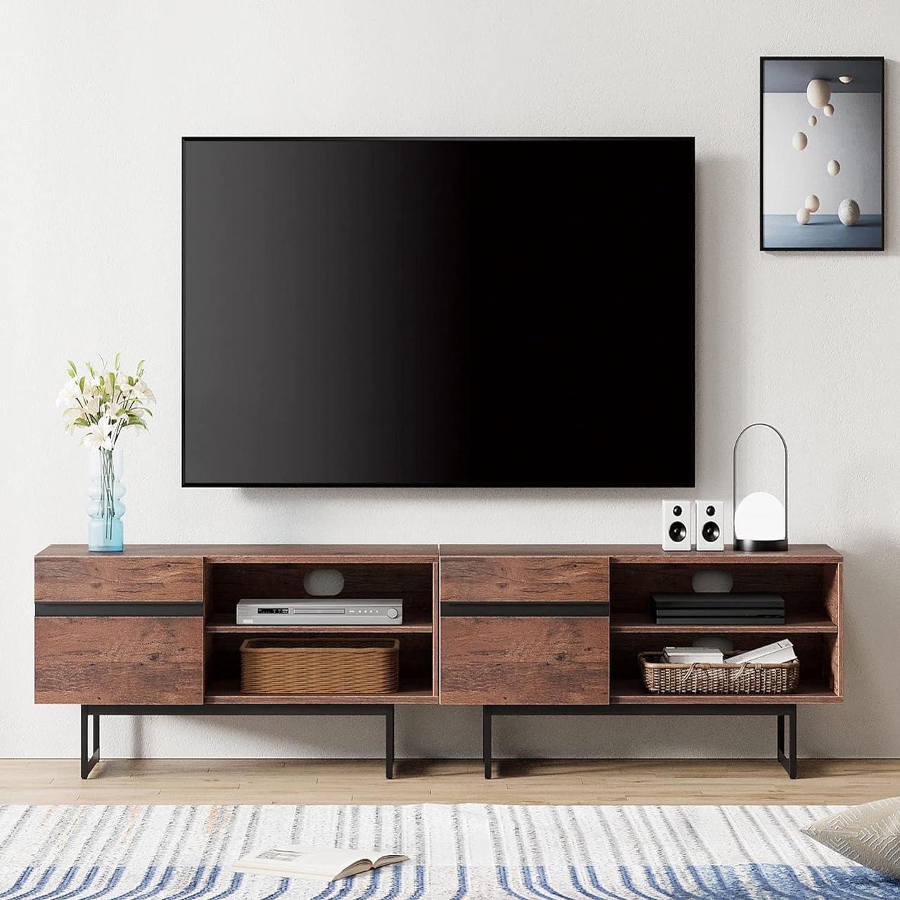 Main image of WAMPAT Modern TV Stand for up to 85/90 inch 2 in 1 Entertainment Center TV Console with Storage Cabinets Media Console for Living Room
