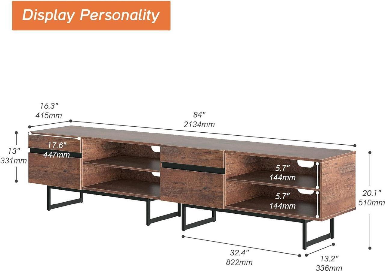 Alt view image 2 of 6 - WAMPAT Modern TV Stand for up to 85/90 inch 2 in 1 Entertainment Center TV Console with Storage Cabinets Media Console for Living Room