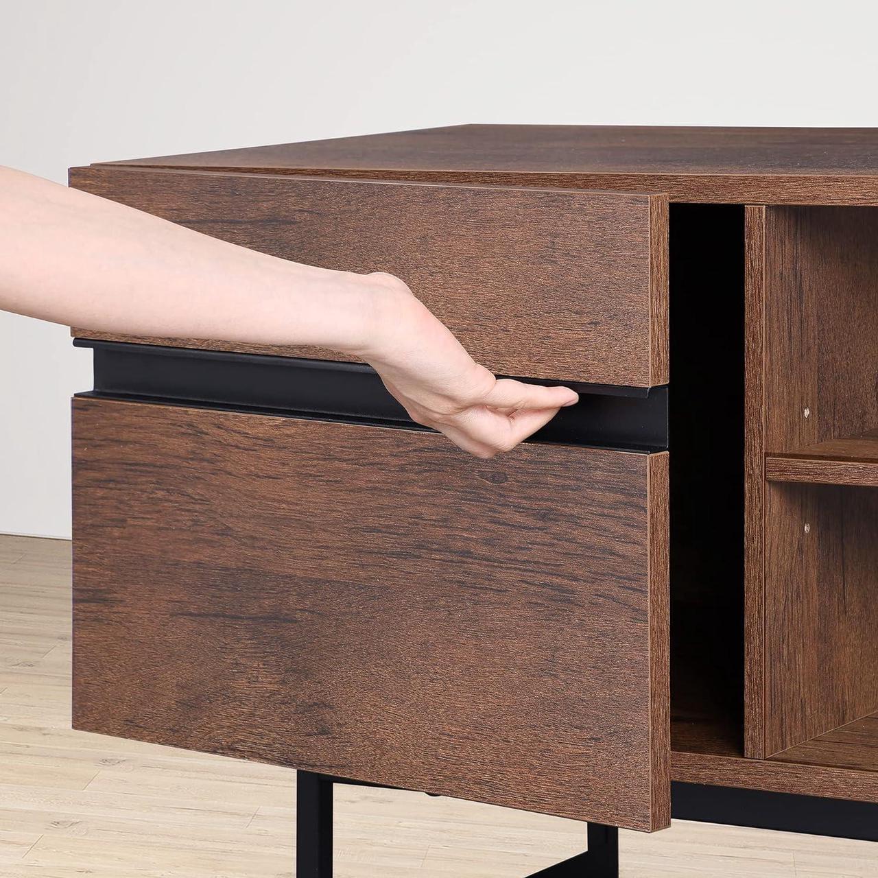 Alt view image 4 of 6 - WAMPAT Modern TV Stand for up to 85/90 inch 2 in 1 Entertainment Center TV Console with Storage Cabinets Media Console for Living Room