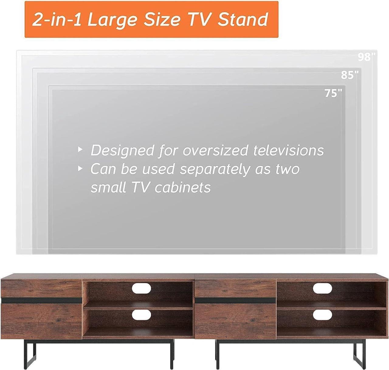 Alt view image 6 of 6 - WAMPAT Modern TV Stand for up to 85/90 inch 2 in 1 Entertainment Center TV Console with Storage Cabinets Media Console for Living Room