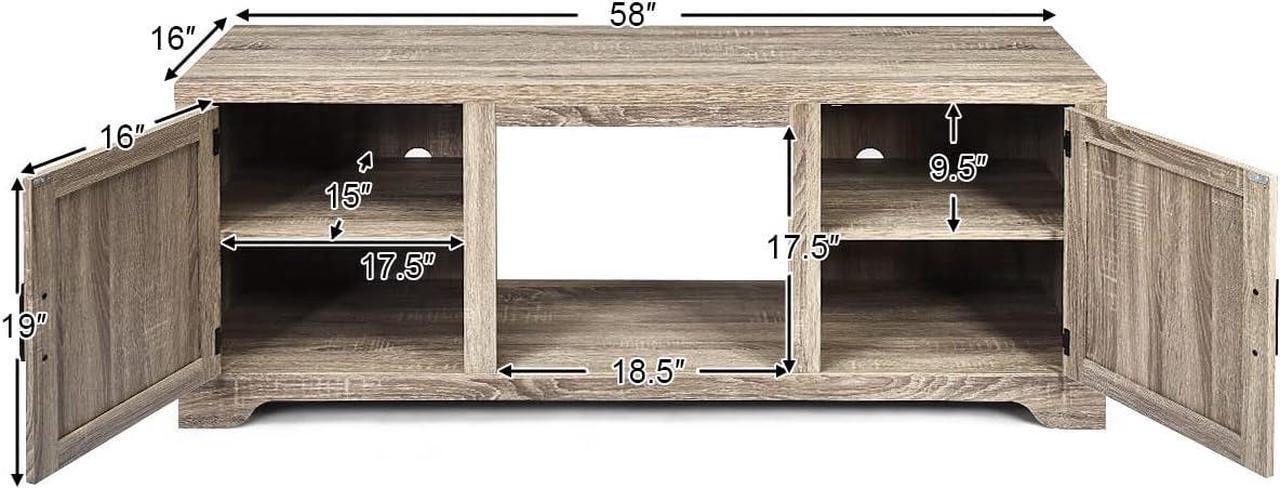 Alt view image 2 of 7 - DORTALA TV Stand with Storage, Multipurpose Entertainment Center W/ 2 Doors for up to 65" TV, TV Console Table w/Open Shelves for 19.5"x 17.5" Electric Fireplace (Not Included)