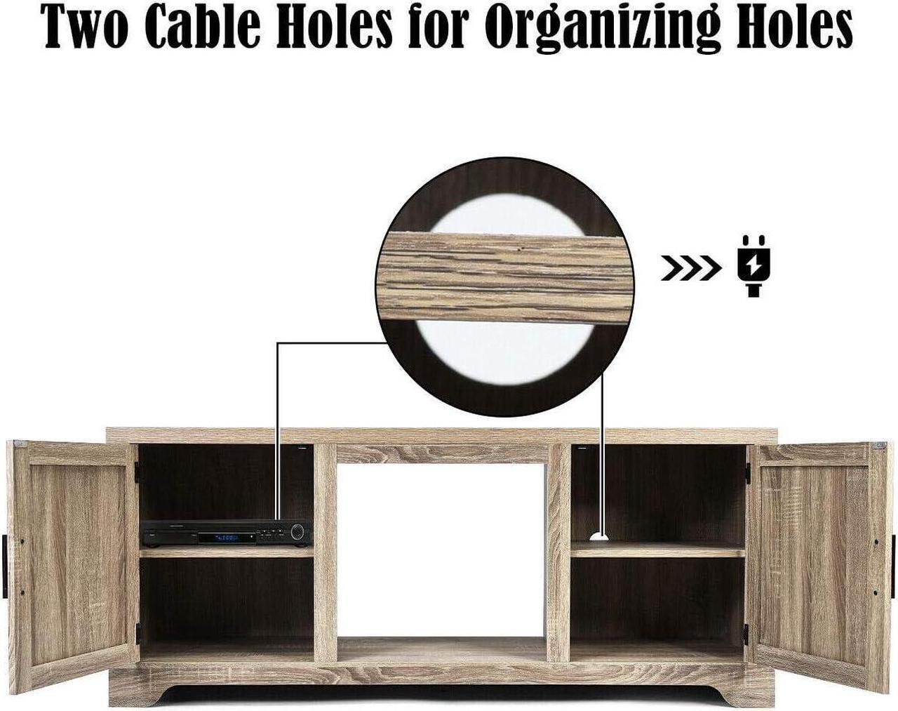 Alt view image 6 of 7 - DORTALA TV Stand with Storage, Multipurpose Entertainment Center W/ 2 Doors for up to 65" TV, TV Console Table w/Open Shelves for 19.5"x 17.5" Electric Fireplace (Not Included)