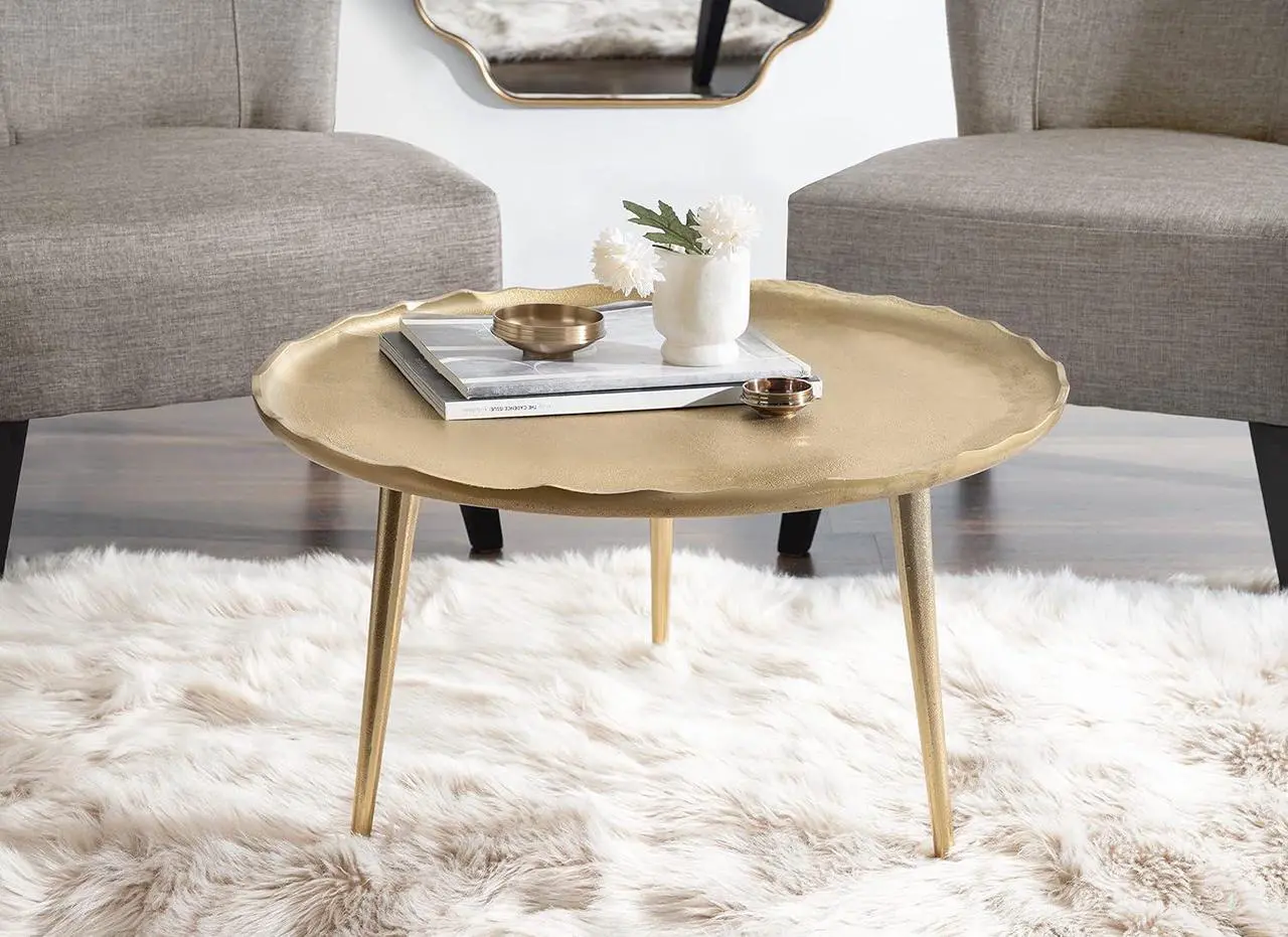 Alt view image 2 of 7 - Kate and Laurel Alessia Modern Coffee Table, 25 x 25 x 15, Gold, Metal Coffee Table with Antique Detailing for Storage and Display