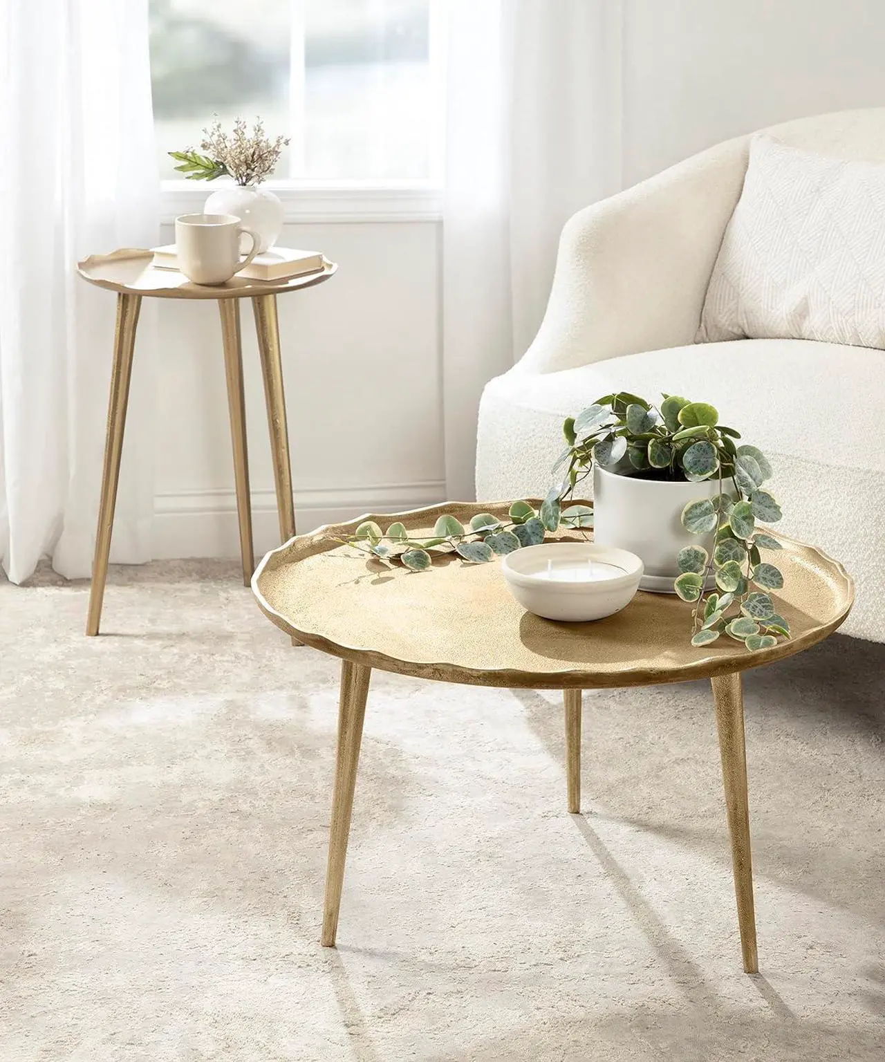 Alt view image 5 of 7 - Kate and Laurel Alessia Modern Coffee Table, 25 x 25 x 15, Gold, Metal Coffee Table with Antique Detailing for Storage and Display