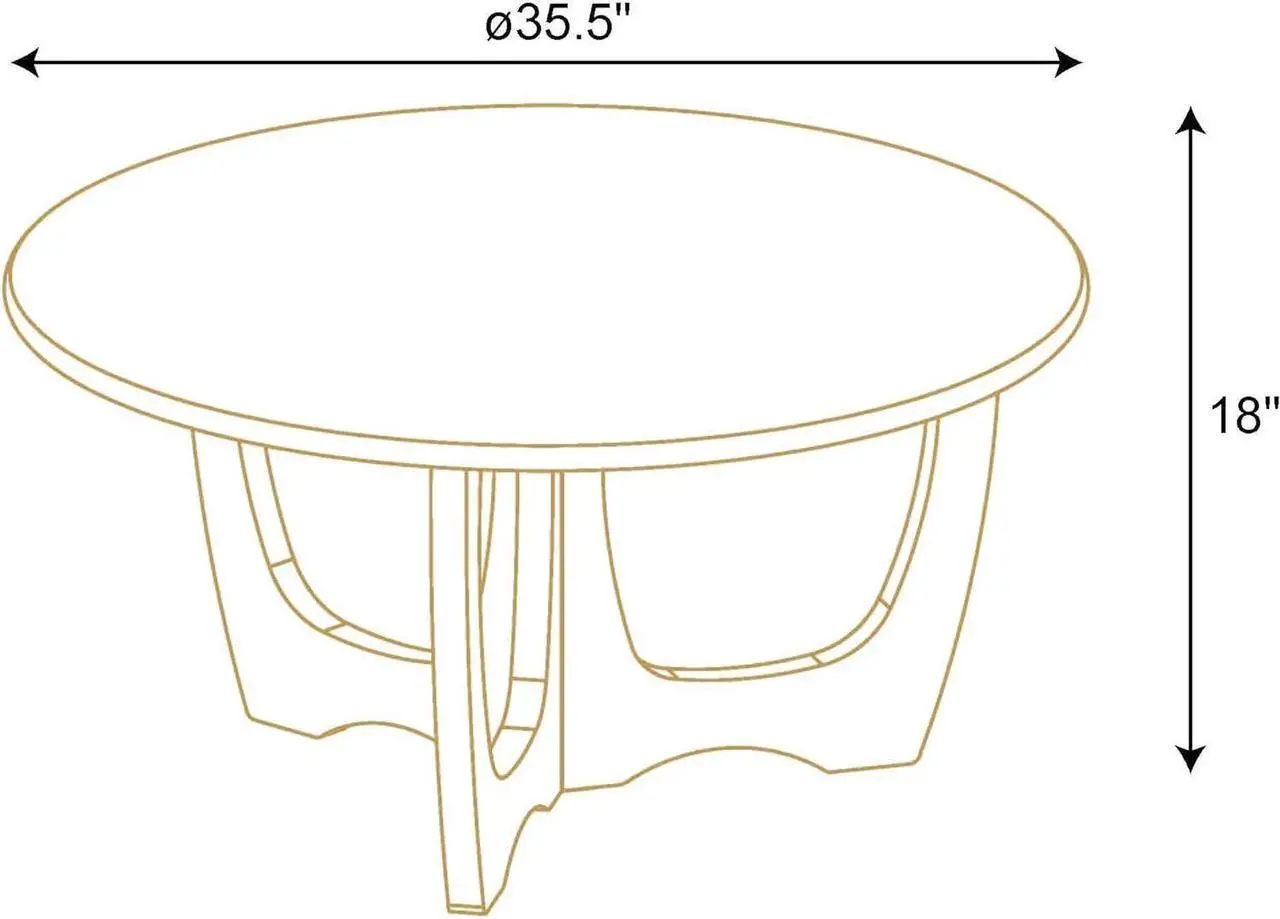Alt view image 4 of 7 - FINECASA Wooden Round Coffee Table Curved Leg, Accent Couch,Home Decoration, Living Room Tables, 36 x 18 Inches, Natural
