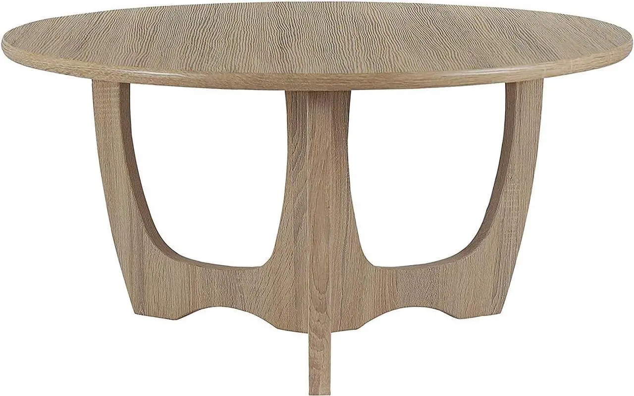 Alt view image 5 of 7 - FINECASA Wooden Round Coffee Table Curved Leg, Accent Couch,Home Decoration, Living Room Tables, 36 x 18 Inches, Natural