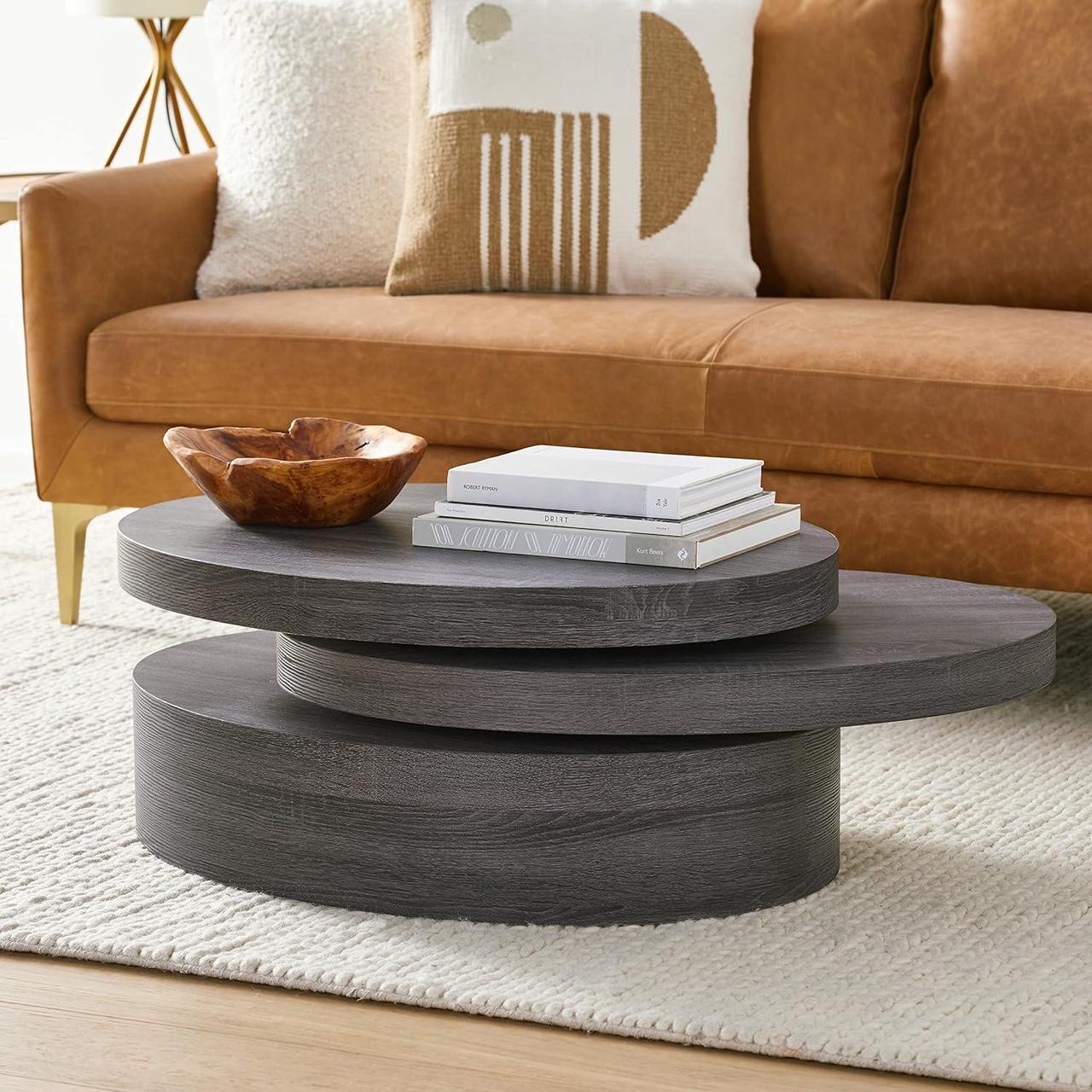Alt view image 2 of 3 - Christopher Knight Home CKH Small Oval Mod Rotatable Coffee Table, Black