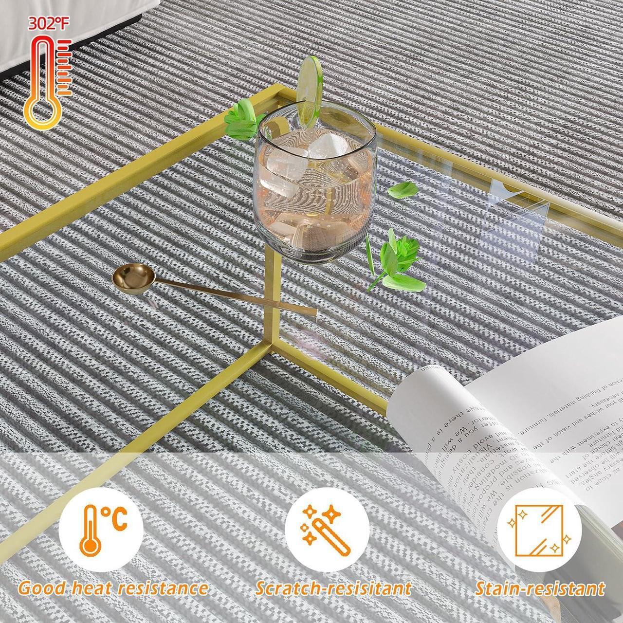 Alt view image 4 of 7 - Glass Coffee Table Modern Center Table,Minimalist Coffee Table Sofa Side Tea Table for Living Room,Tempered Glass-top with Sturdy Metal Frame, Easy Assembly,26.7 x 26.7 x 15.7 Inches, Gold
