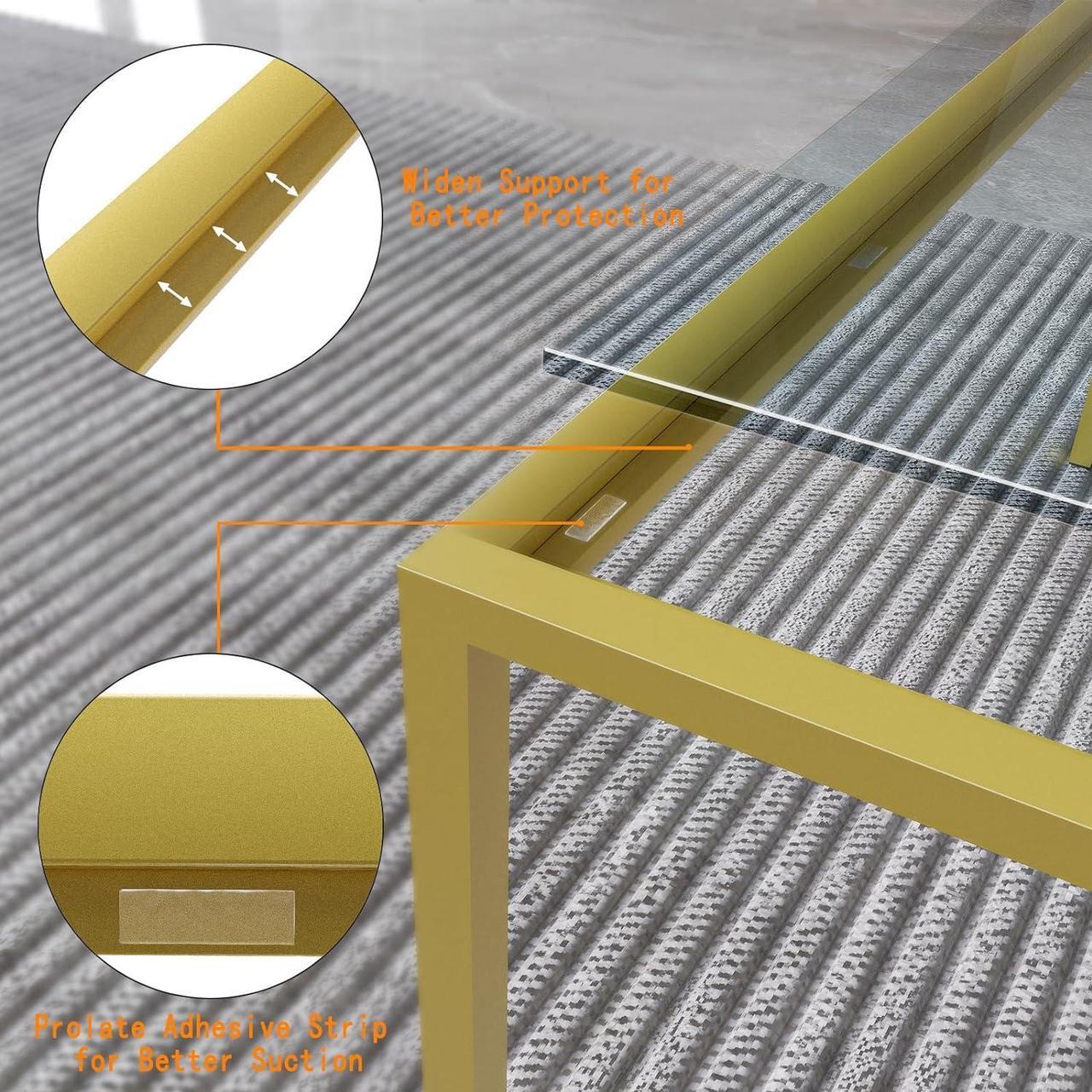 Alt view image 5 of 7 - Glass Coffee Table Modern Center Table,Minimalist Coffee Table Sofa Side Tea Table for Living Room,Tempered Glass-top with Sturdy Metal Frame, Easy Assembly,26.7 x 26.7 x 15.7 Inches, Gold