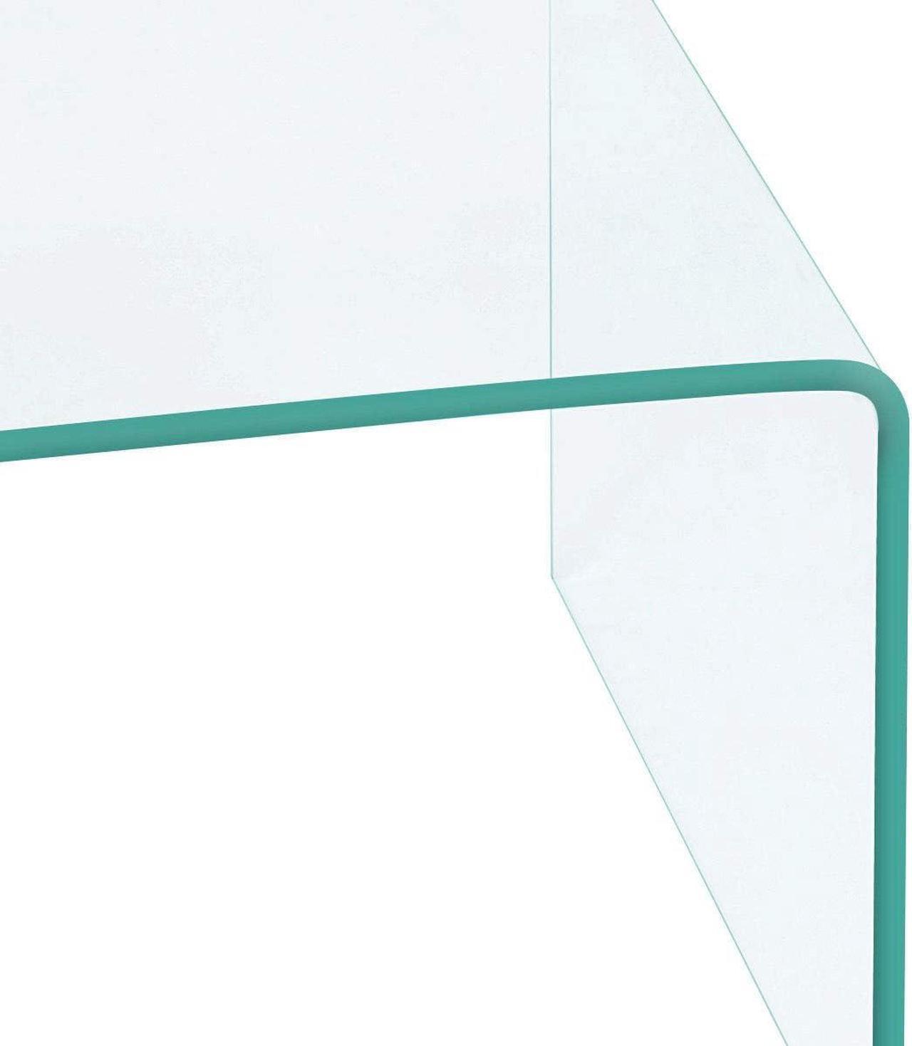 Alt view image 7 of 7 - Tangkula Tempered Glass Coffee, Clear Coffee Table, Waterfall Rectangle Coffee Table for Living Room, Cocktail Tea Table with Rounded Edges
