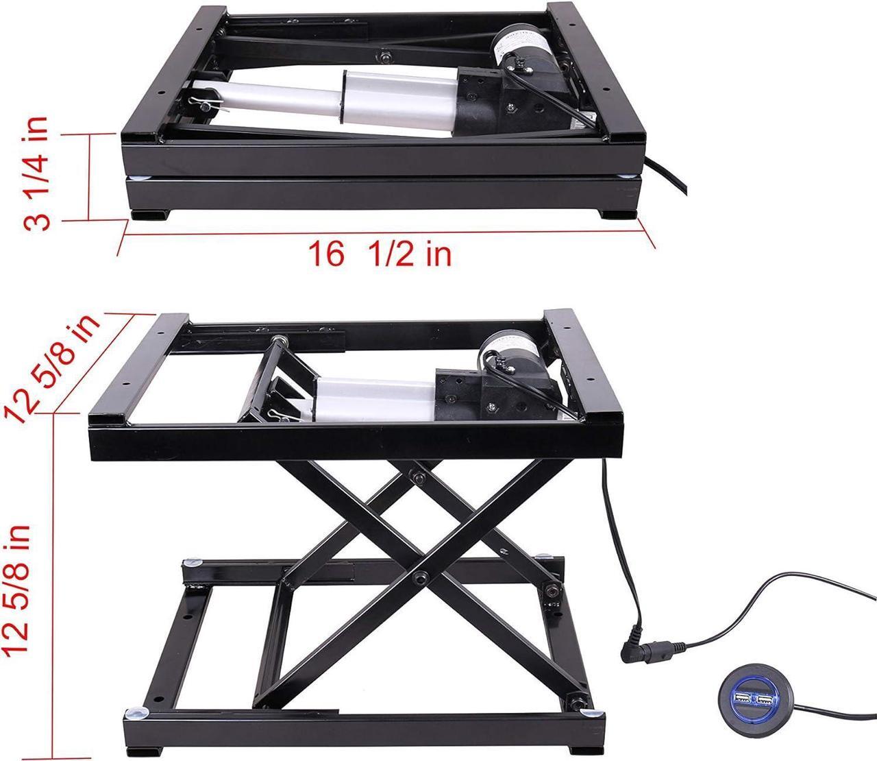 Alt view image 2 of 7 - 17'' Electric Manual Control Button Dining Table Coffee Table Lift,Black,110V-240V,Working Platform Computer Desk Electronic Scissor Lift