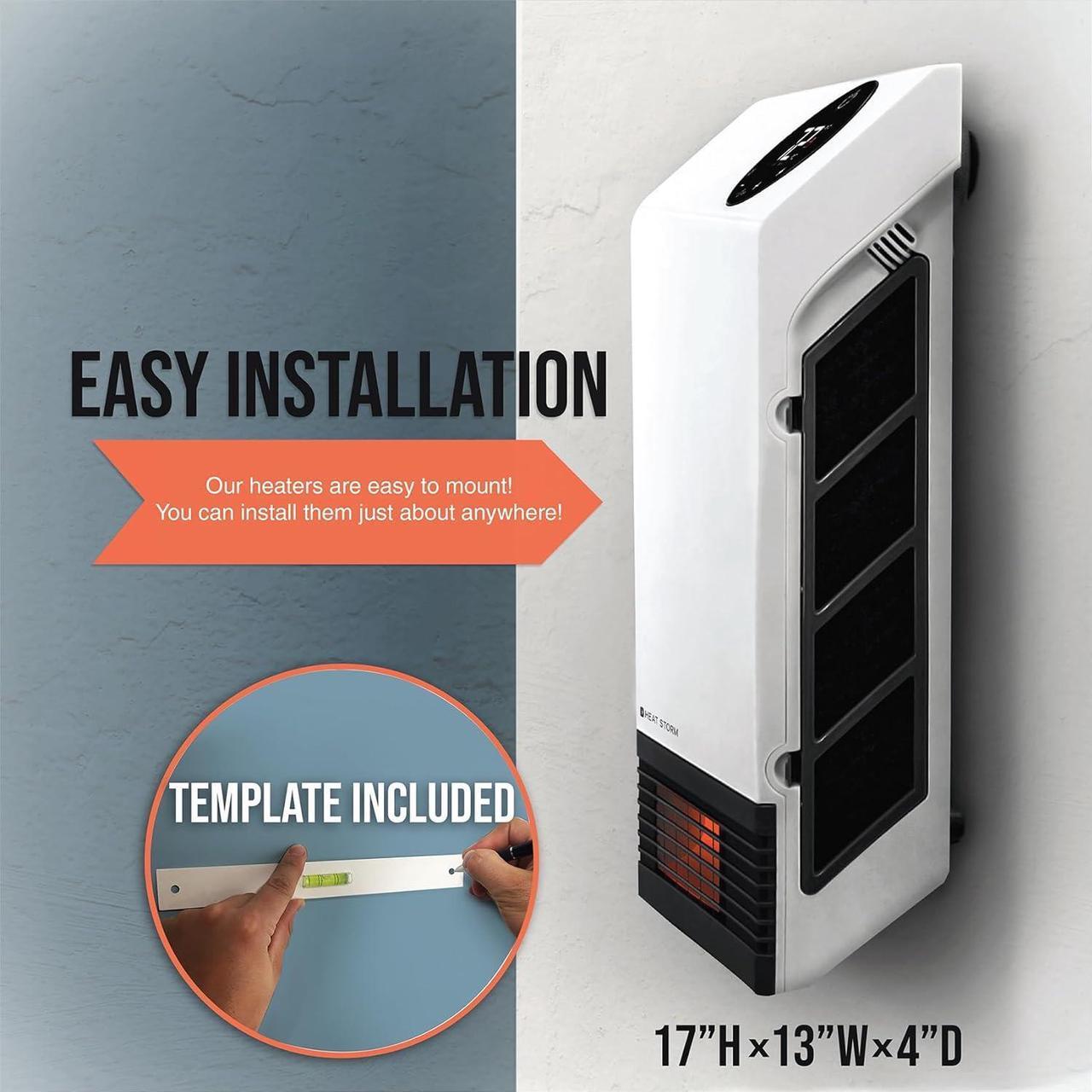 Alt view image 5 of 7 - Heat Storm Deluxe Space 1000 Watt Infrared Wall Mount Electric Heater, White