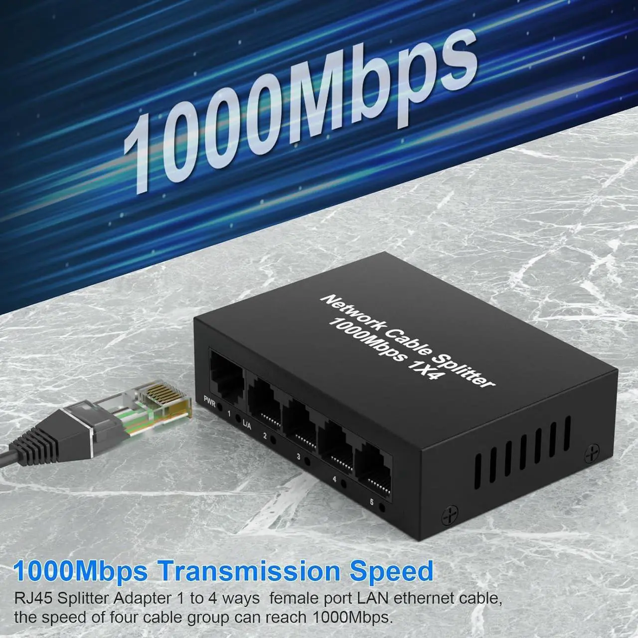 Alt view image 3 of 7 - RJ45 Ethernet Splitter High Speed 1 to 4 Out, 1000Mbps Internet Switch for Cat 5/5e/6/7/8, LAN Network Splitter Ethernet Hub 4 Port Gigabit Support 4 Devices Share The Internet at The Same Time