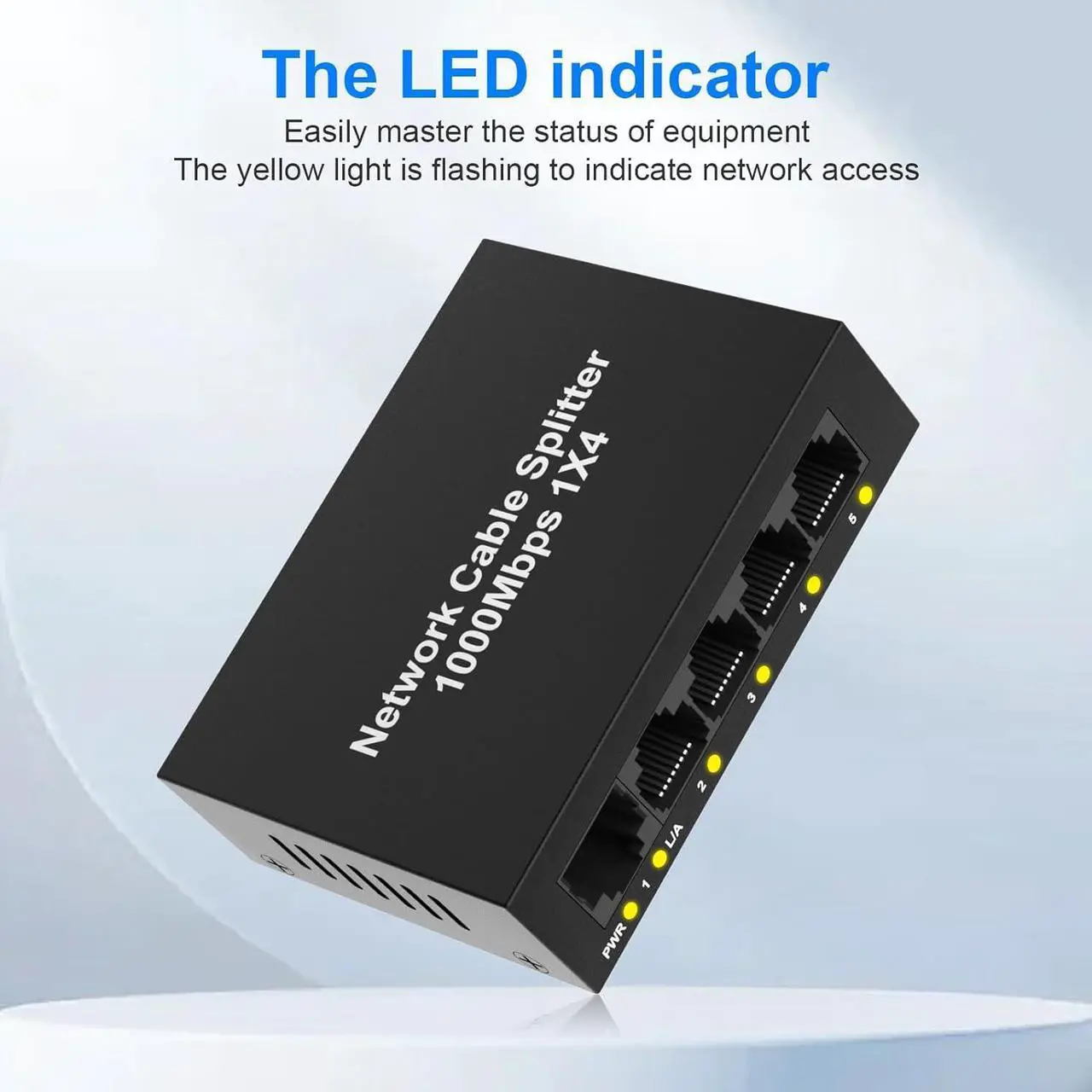 Alt view image 6 of 7 - RJ45 Ethernet Splitter High Speed 1 to 4 Out, 1000Mbps Internet Switch for Cat 5/5e/6/7/8, LAN Network Splitter Ethernet Hub 4 Port Gigabit Support 4 Devices Share The Internet at The Same Time