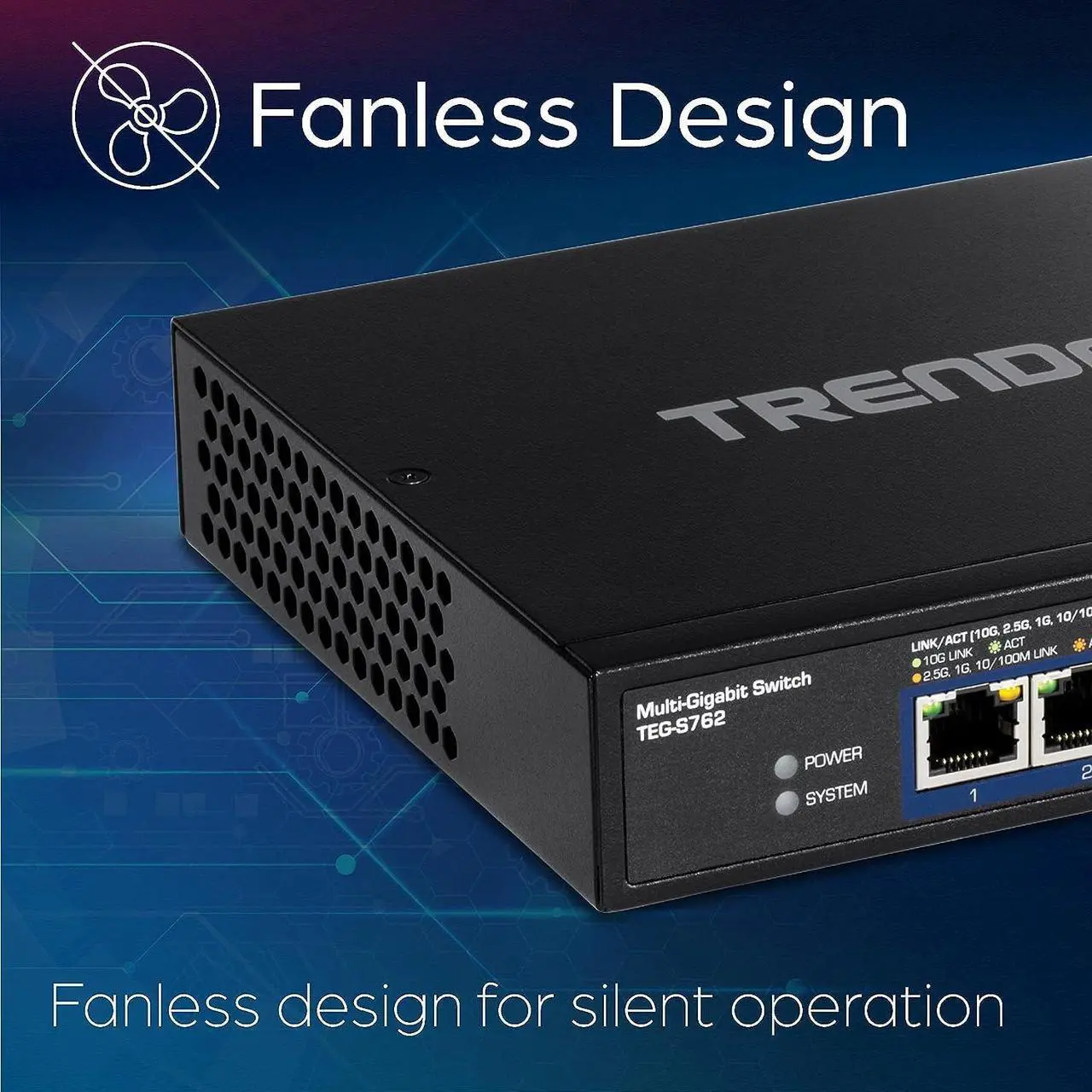 Alt view image 5 of 7 - TRENDnet 6-Port 10G Switch, 4 x 2.5G RJ-45 BASE-T Ports, 2 x 10G RJ-45 Ports, 60Gbps Switching Capacity, Wall Mountable, 10 Gigabit Network Connections, Lifetime Protection, Black, TEG-S762