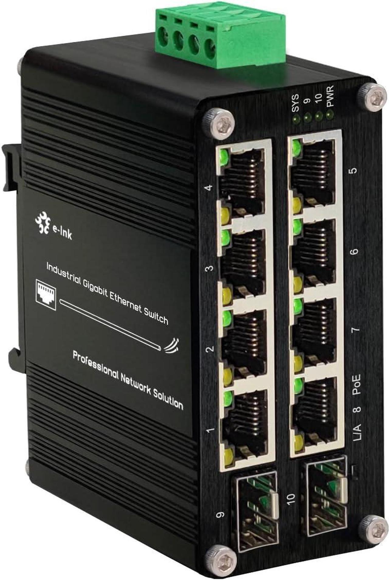 Alt view image 7 of 7 - Throncom Industrial Gigabit PoE Fiber Switch 8 Ports PoE+ Ethernet Switch with 100/1000M Adaptive 2 SFP Slots Din Rail Unmanaged 10/100/1000Mbps Small Network Switch IEEE802.3af/at 30W/240W 48-57V DC