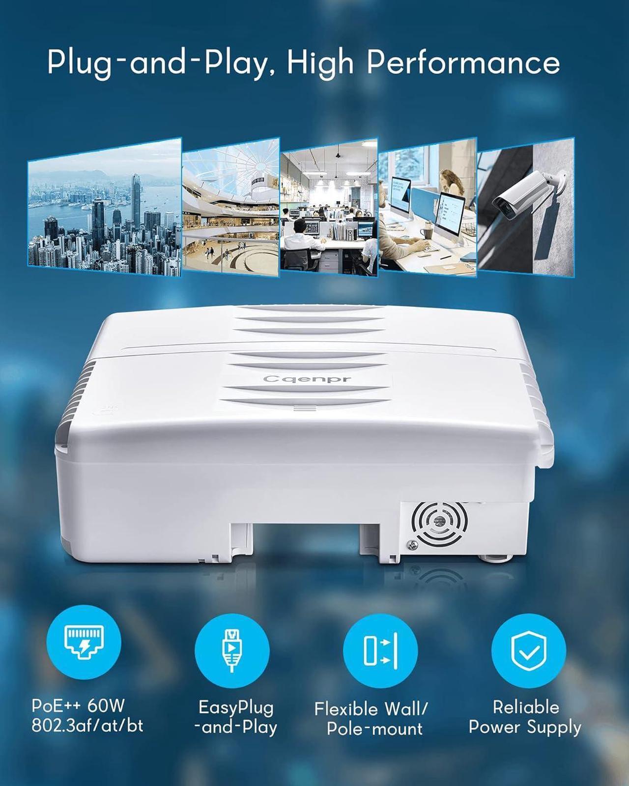 Alt view image 4 of 7 - Outdoor Poe Switch with 8 Port Poe+2G Uplink+1SFP Slot, IEEE802.3af/at/bt, All-in-One Box, 60W PoE++, 120W High Power Output, Play & Plug, Fan-Less Unmanaged, AI Watchdog.