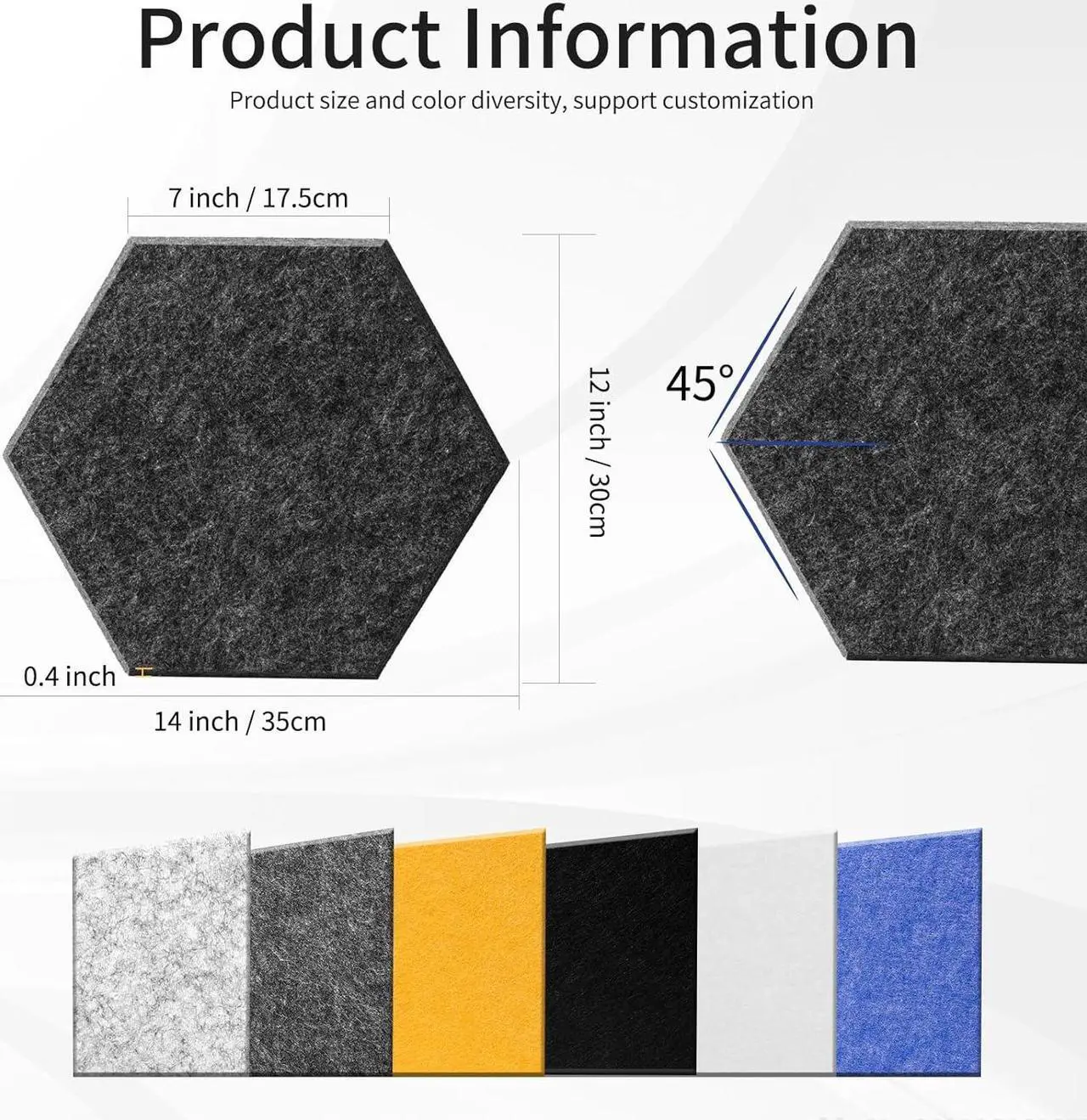 Alt view image 5 of 6 - KOIGO 8 Pack Hexagon Acoustic Panels Self Adhesive - 14" X 12" X 0.4" Soundproof Wall Panels High Density Sound Dampening Panels Decoration Tiles for Home Studio Office (Sesame Black)
