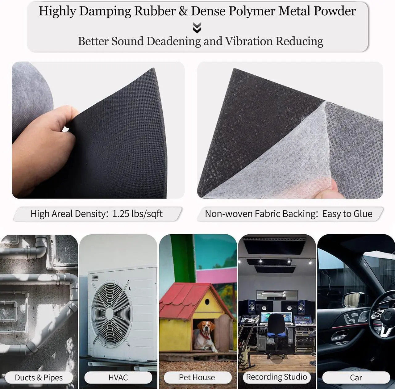 Alt view image 4 of 6 - TroyStudio Mass Loaded Vinyl Sound Proof Barrier, 1.25 Ibs/sqft, 1 x 8 Feet MLV Insulation Sheet, Anti Vibration Deadening Soundproofing Material (1/8" thick, 1 x 8 feet)