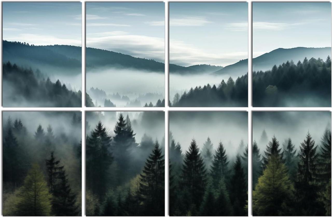 Main image of FurnoFlex Art Acoustic Panels Tiles Decorative Room Sound Proof Foam Absorbing Panels Noise Dampening Canceling Reducing Blocker for Walls (Misty Forest)