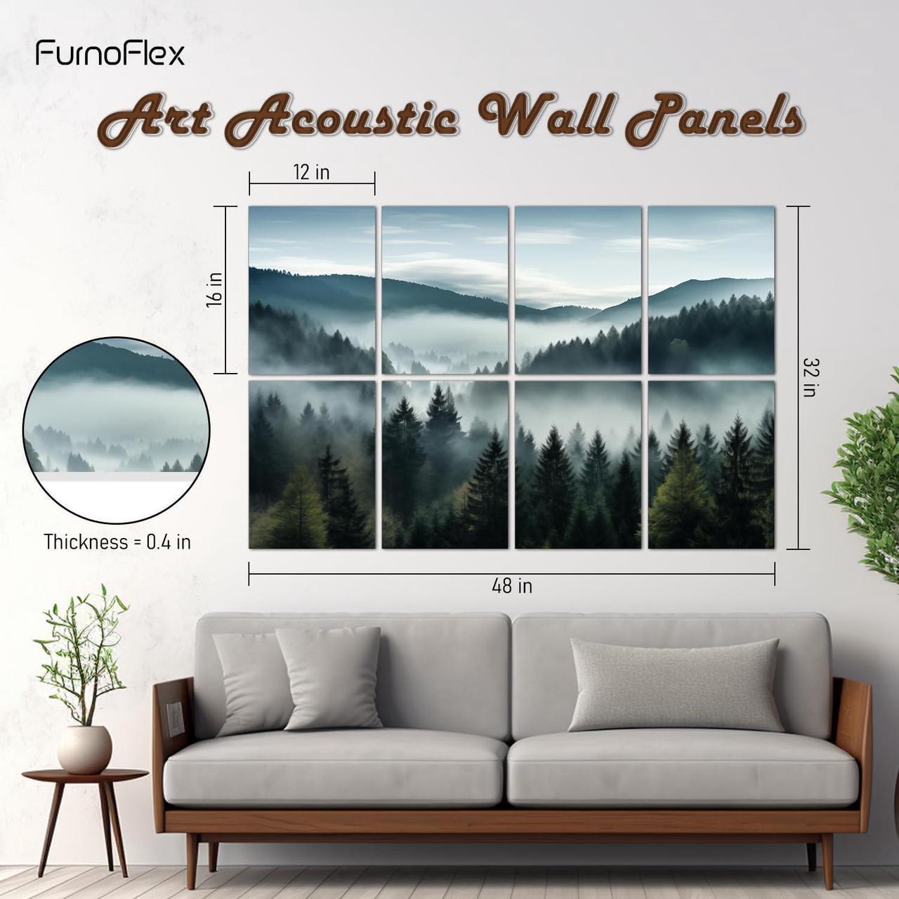 Alt view image 2 of 7 - FurnoFlex Art Acoustic Panels Tiles Decorative Room Sound Proof Foam Absorbing Panels Noise Dampening Canceling Reducing Blocker for Walls (Misty Forest)