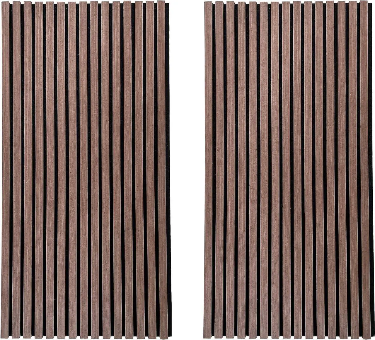Main image of Wood Slat Wall Panel, Easy Installation, Versatile, Enhanced Acoustic Design, Suitable for Living Room, Bedroom, Kitchen & Offices (2 Pcs, Black Walnut), 47.2x23.6x0.87 Inch Each, Mollywell