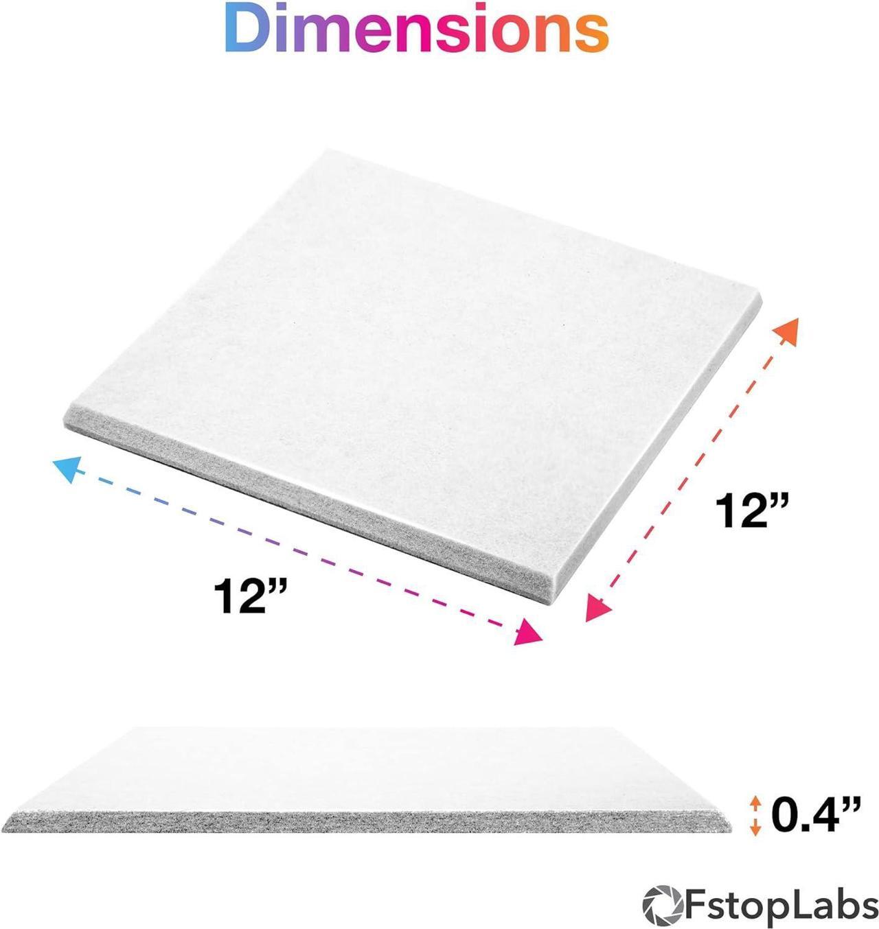 Alt view image 4 of 6 - Fstop Labs 0.4" X 12" X 12" Acoustic Foam Panels, Sound Absorbing Panel, Beveled Edge Tiles Soundproof Foam Insulation, Soundproof Wall Panels (12 Pack, White)
