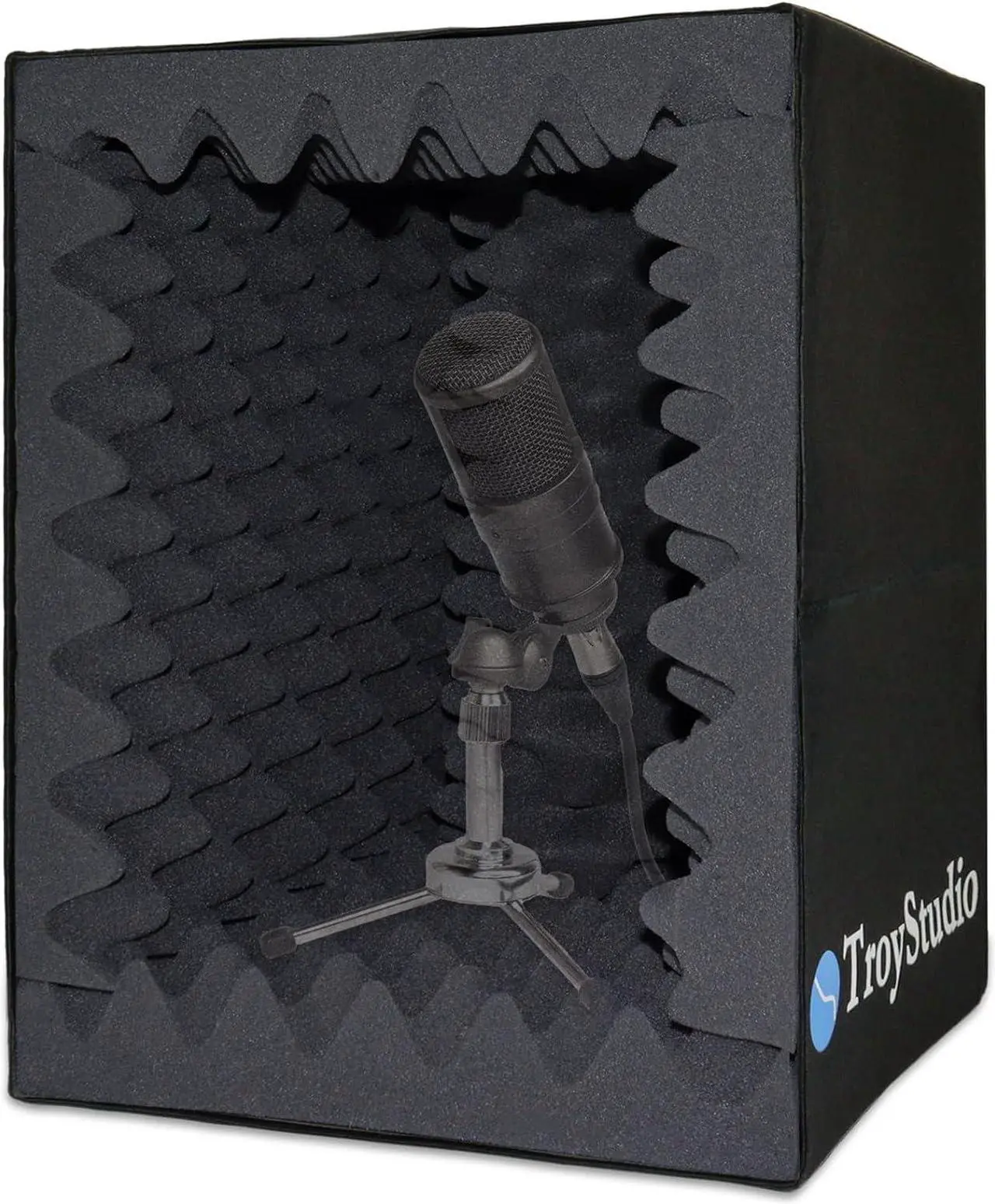 Main image of Troystudio Portable Vocal Booth, Large Foldable Microphone Isolation Shield, Music Recording Studio Sound Echo Absorbing Box, Desk & Stand Use Reflection Filter with Thickened Dense Acoustic Foam