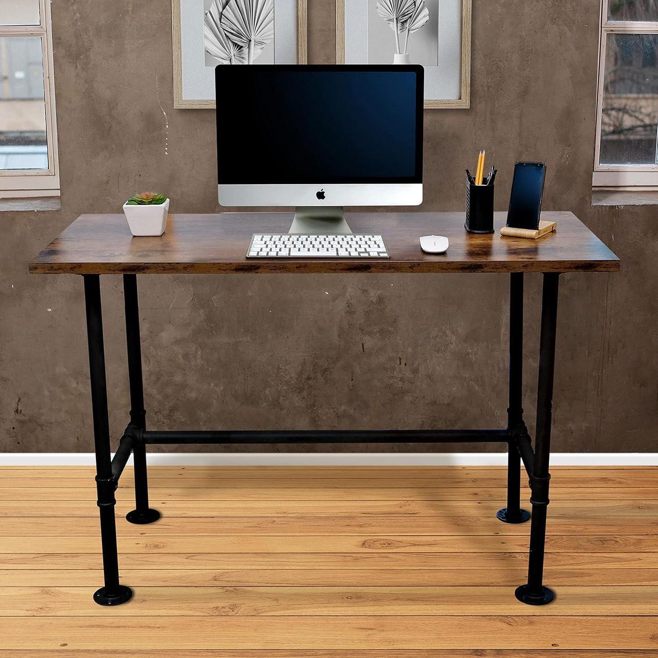 Alt view image 2 of 7 - Industrial Pipe Desk Work From Home Set Up, Rustic Industrial Desk Home, Rustic Pipe Table With Industrial Pipe Desk Industrial Computer Desk Workstation Metal Industrial Desk Style Modern Study Desk
