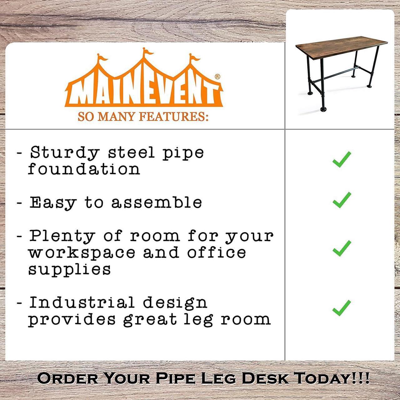 Alt view image 6 of 7 - Industrial Pipe Desk Work From Home Set Up, Rustic Industrial Desk Home, Rustic Pipe Table With Industrial Pipe Desk Industrial Computer Desk Workstation Metal Industrial Desk Style Modern Study Desk