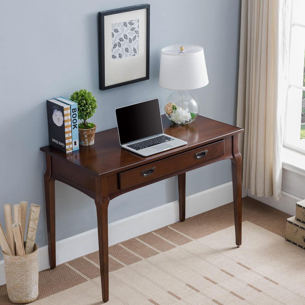 Alt view image 5 of 7 - Leick Home 22400 Stratus Laptop Writing Desk with Drop Front Keyboard Drawer, BrownBronze