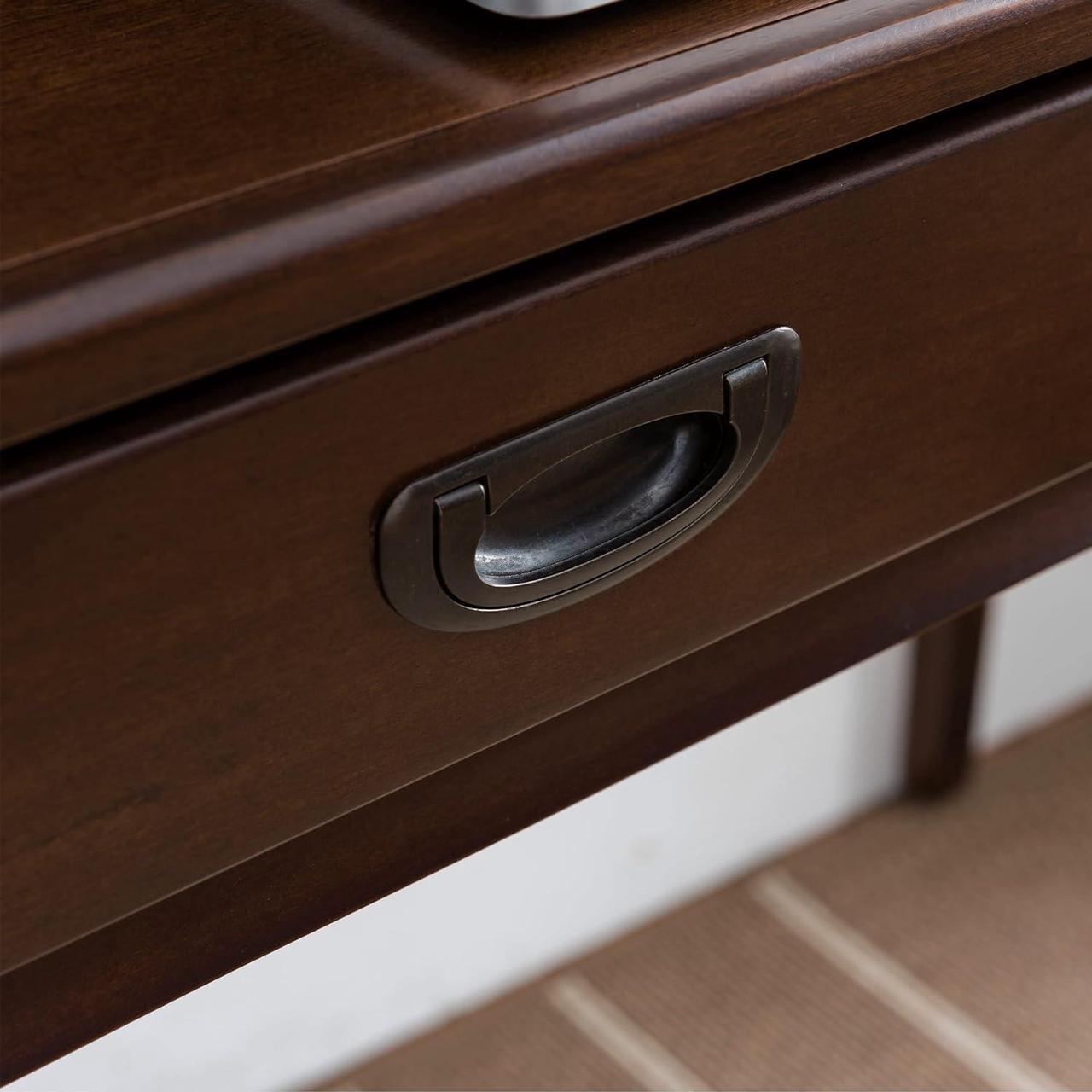 Alt view image 7 of 7 - Leick Home 22400 Stratus Laptop Writing Desk with Drop Front Keyboard Drawer, BrownBronze