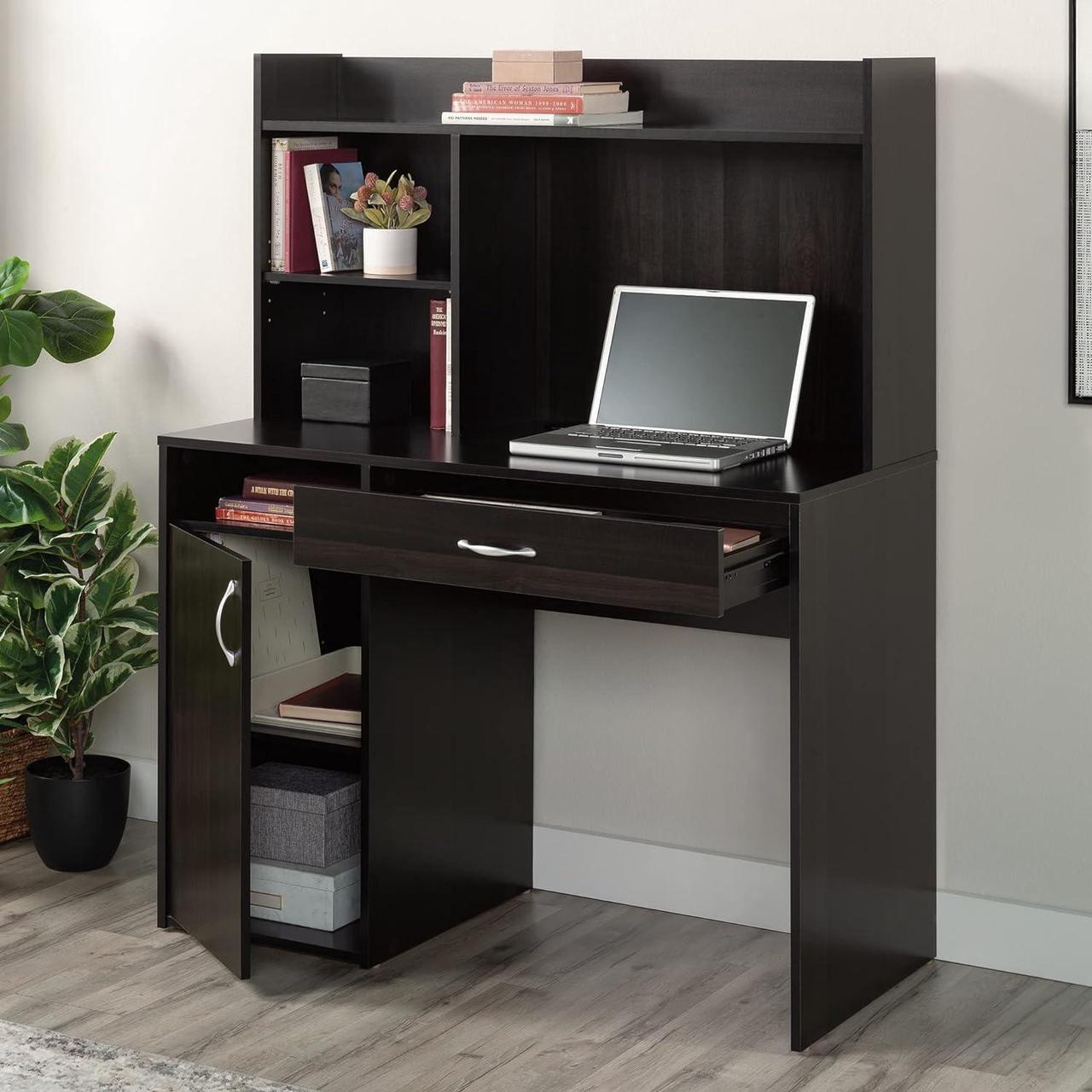 Alt view image 4 of 7 - Sauder Beginnings Transitional Desk with Hutch, Cinnamon Cherry finish