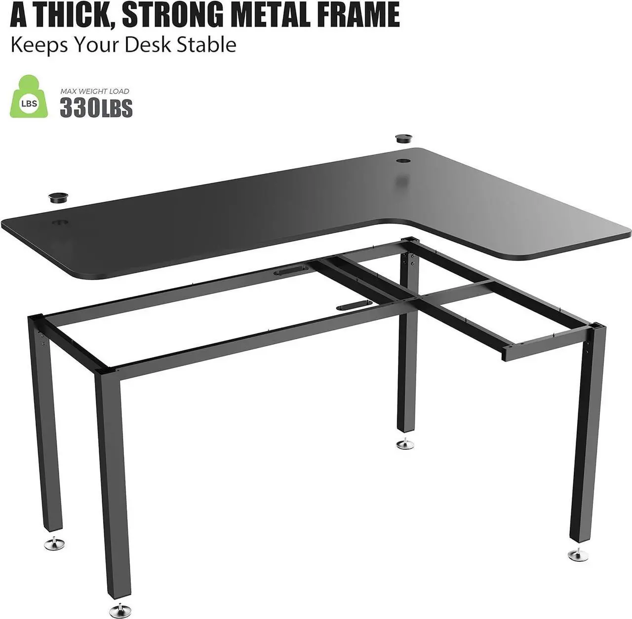 Alt view image 6 of 7 - L Shaped Gaming Desk, 61 Inch Corner Computer Desk, Modern Office Study Writing Desk, Home Gaming Table with Mouse Pad & Cable Management, Sturdy Metal Frame, Easy to Assembly, Left