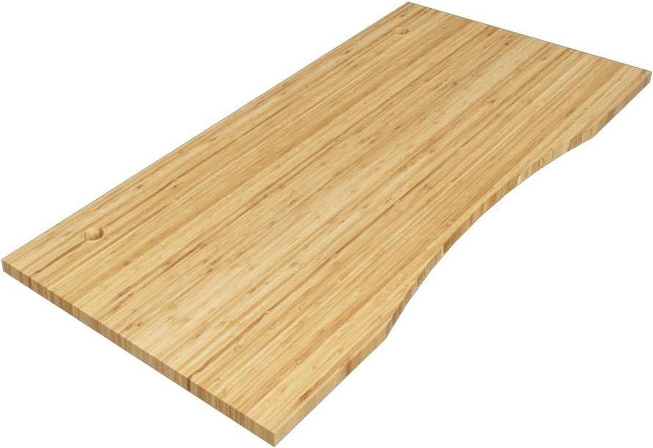 Alt view image 3 of 7 - FLEXISPOT Whole Piece 48"x24" Desk Board for Electric Standing Desk Curved Natural Bamboo