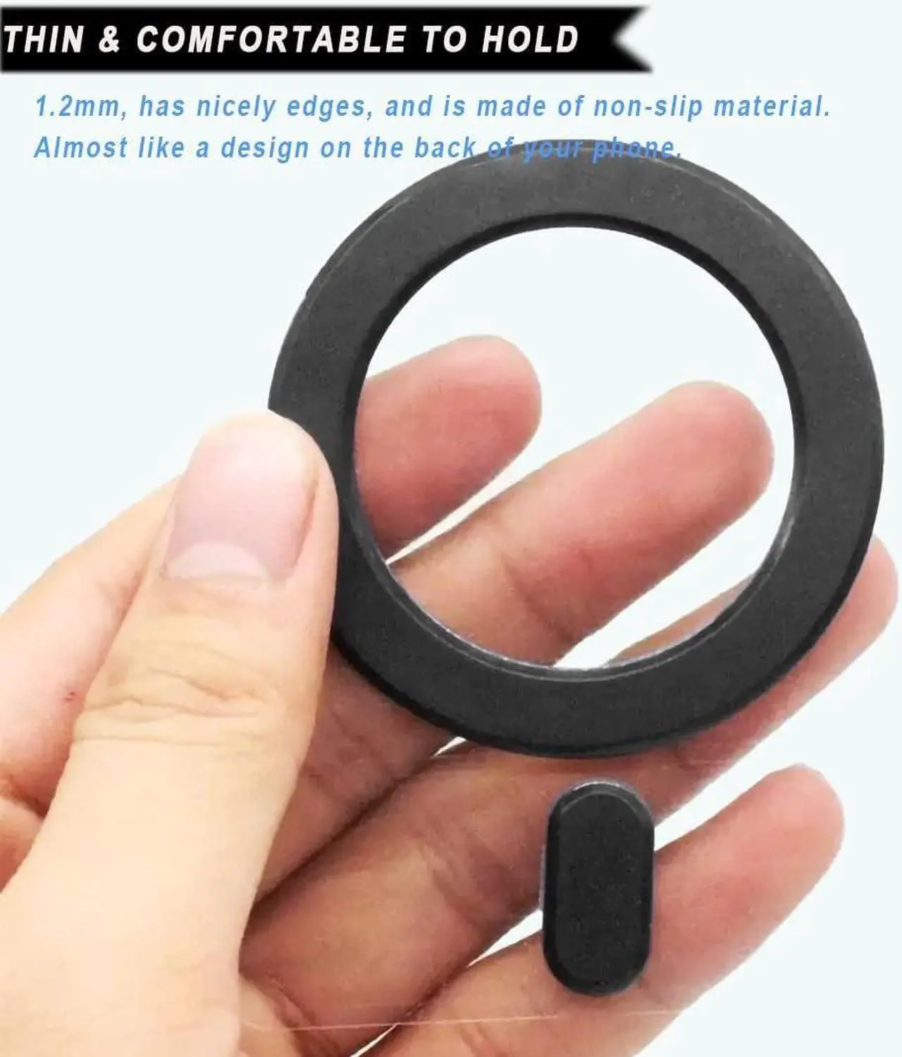 Alt view image 2 of 7 - 2 Pack Magnetic Adapter Ring, Universal Magnet Sticker Compatible with Magsafe Accessories & Wireless Charging for iPhone 15/14/13/12 Pro Max Mini, Galaxy S23/22/21, Black/White