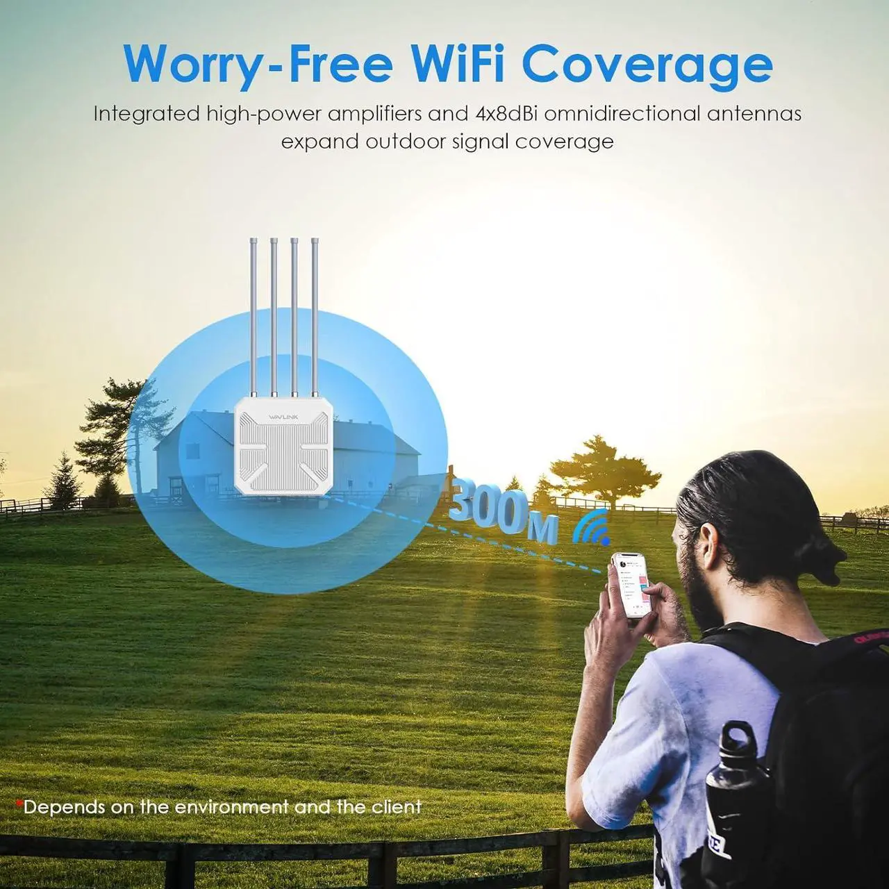 Alt view image 5 of 7 - WAVLINK Outdoor WiFi 6 Extender AX1800 High Power Outdoor Weatherproof WiFi Range Extender Access Point with Passive/Active POE, Dual Band 2.4GHz+5GHz, 4x8dBi Detachable Antenna