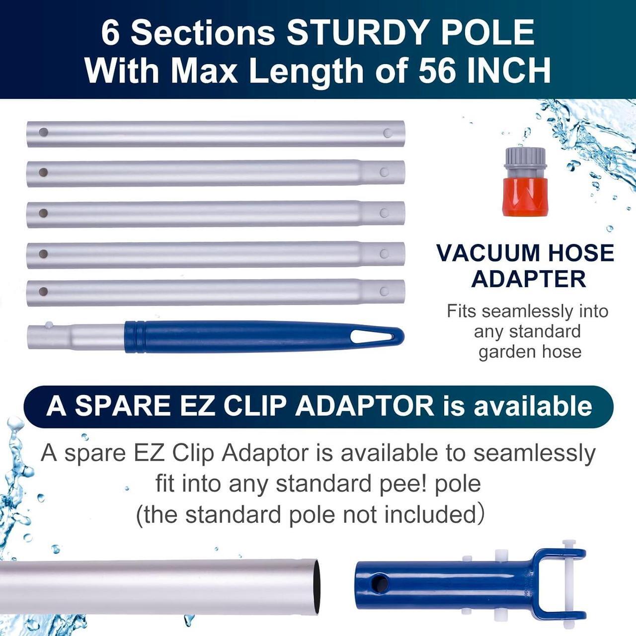 Alt view image 6 of 7 - Portable Pool Vacuum Jet Underwater Cleaner (2024 Upgrade)with Fine Mesh Bag& 56" Pole, Handheld Jet Pool Vacuum for Above Ground Pool, Underwater Spa Pool Vacuum Cleaner Attach to Garden Hose