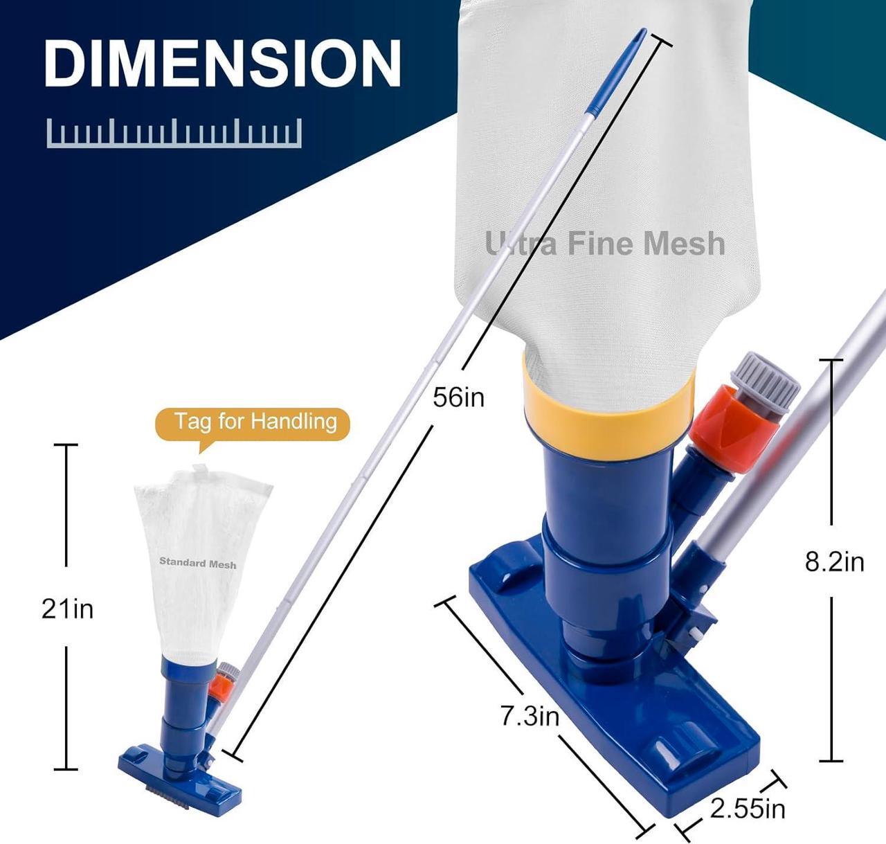 Alt view image 7 of 7 - Portable Pool Vacuum Jet Underwater Cleaner (2024 Upgrade)with Fine Mesh Bag& 56" Pole, Handheld Jet Pool Vacuum for Above Ground Pool, Underwater Spa Pool Vacuum Cleaner Attach to Garden Hose