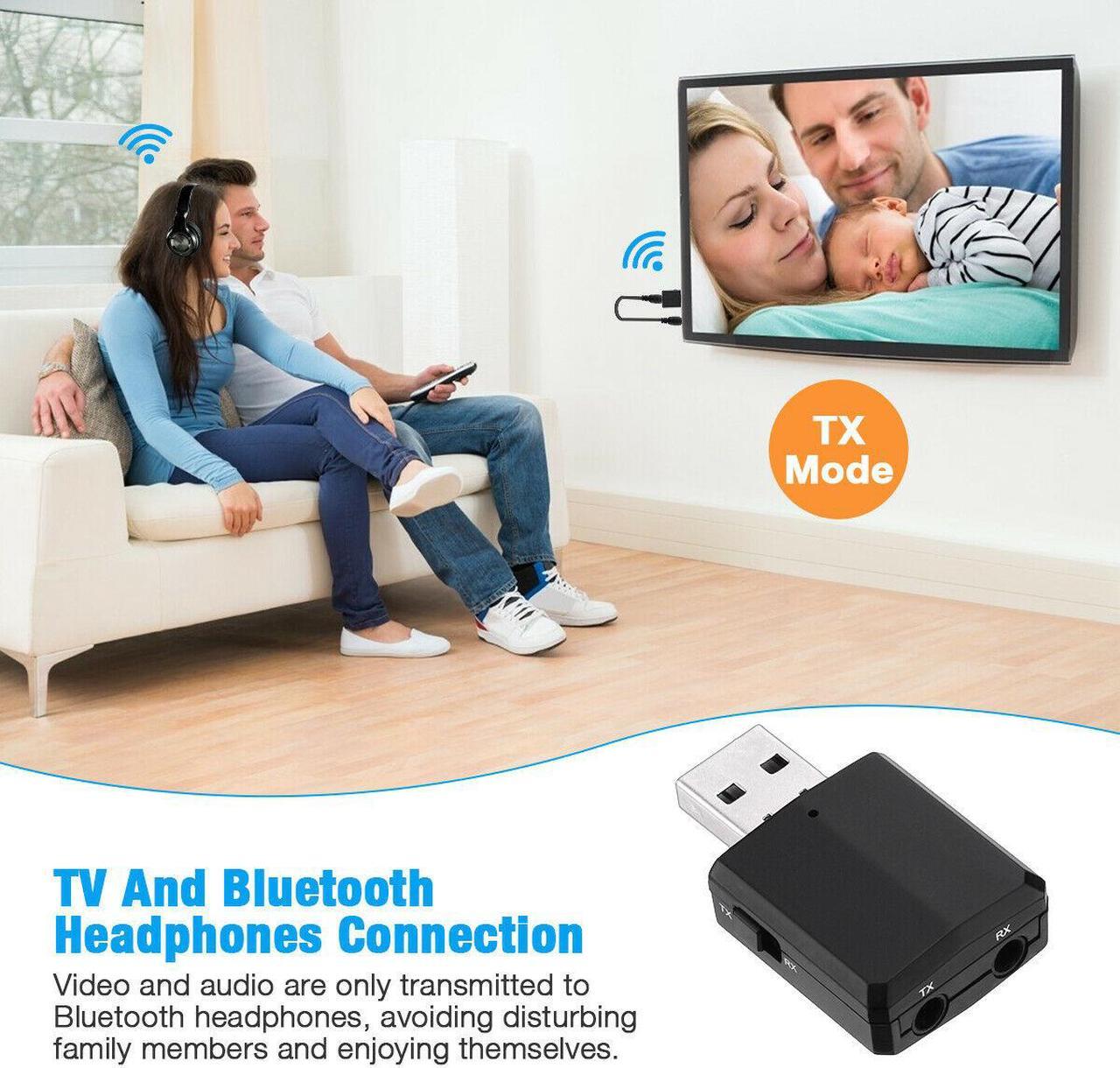 Alt view image 5 of 6 - 3 in 1 USB Bluetooth 5.0 Audio Transmitter Receiver Adapter For TV PC Car Grace