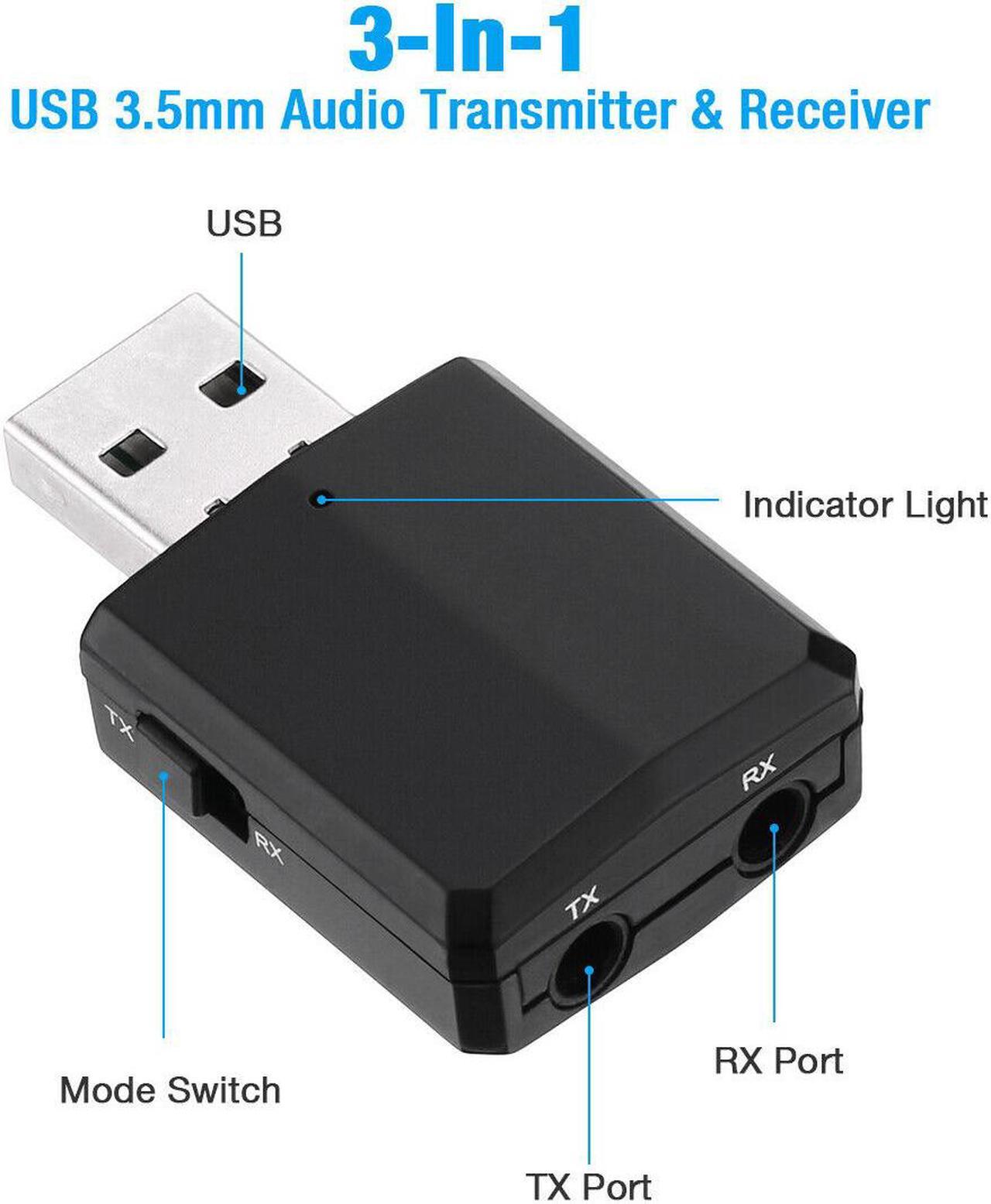 Alt view image 3 of 6 - 3 in 1 USB Bluetooth 5.0 Audio Transmitter Receiver Adapter For TV PC Car Grace